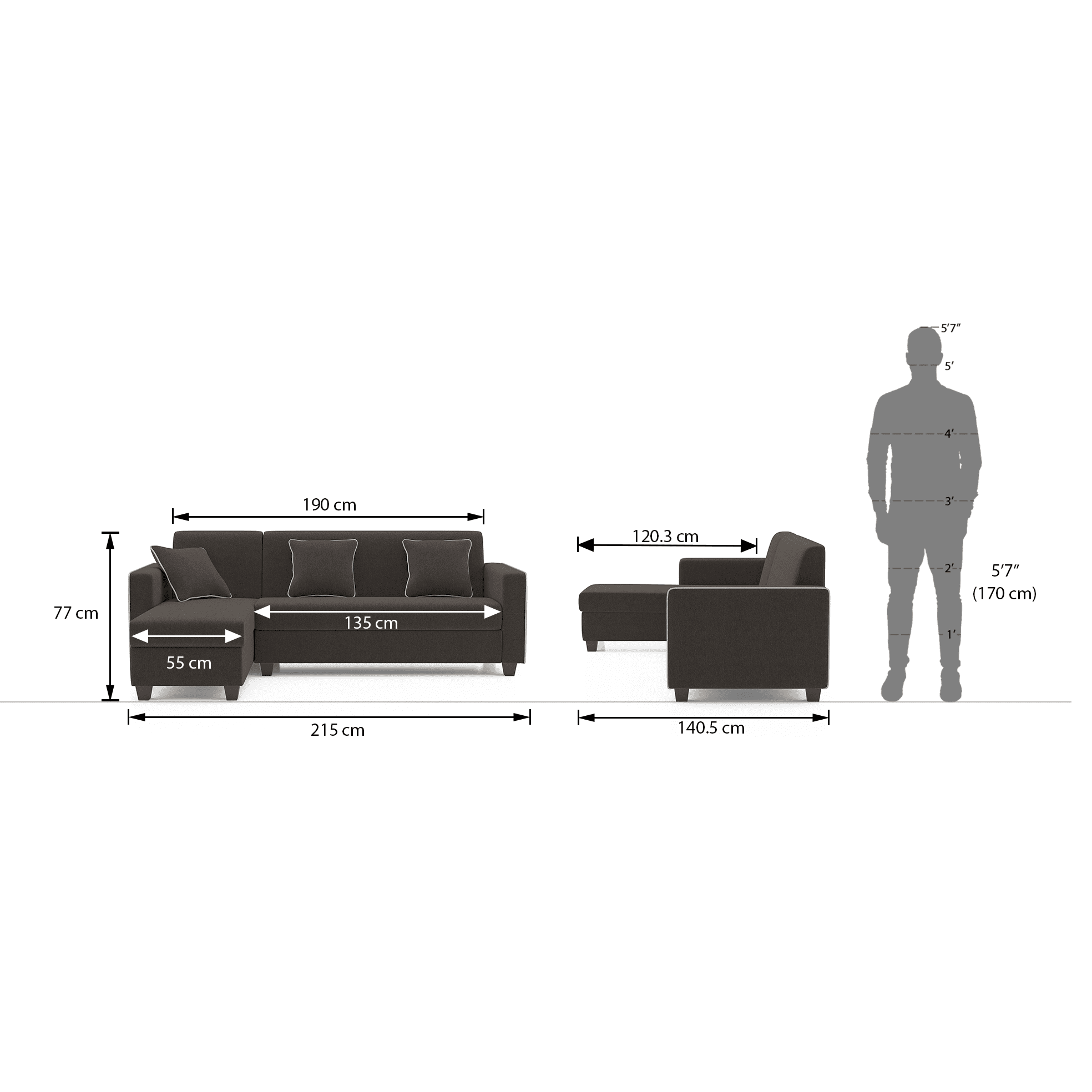 Henry Sectional Sofa Left Aligned - Cedar Brown
