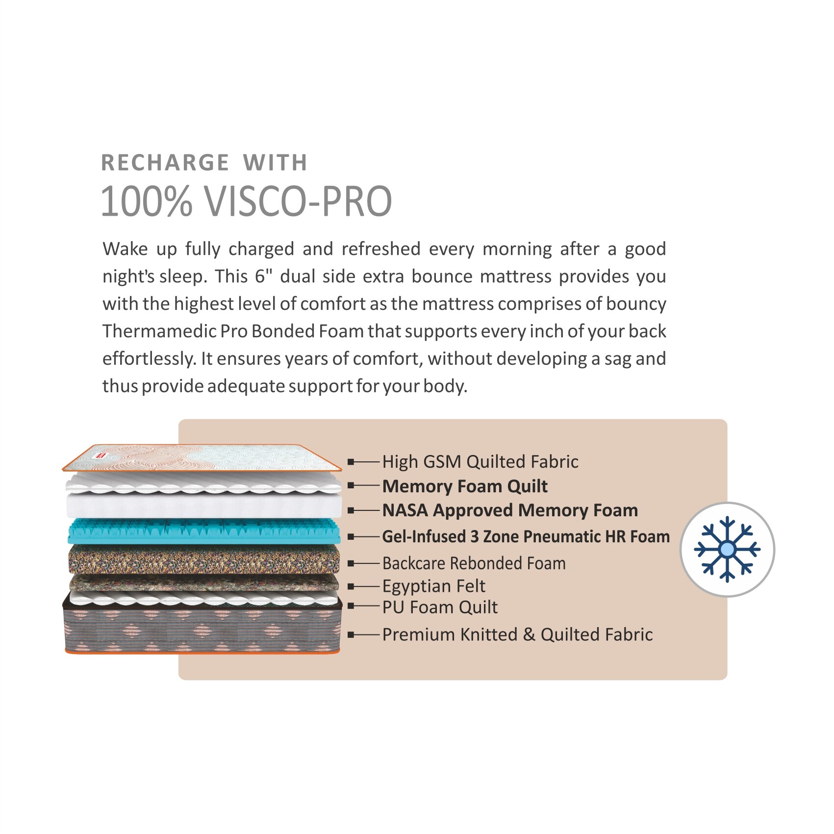 Health Spa Active Orthopedic High Resilience Foam Mattress (75 x 30 in, 8 Inches)