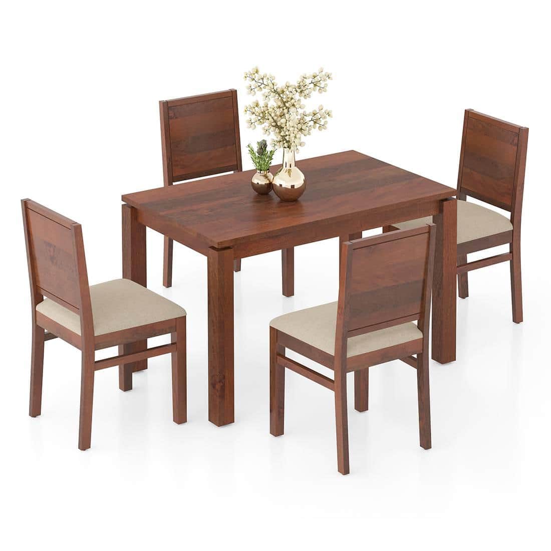 Atlas Solid Wood 4 Seater Dining Table With Atlas Dining Chair Set