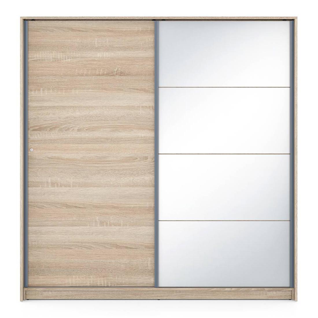 Loretta Sliding Door Wardrobe With Mirror in Sonoma Oak Finish