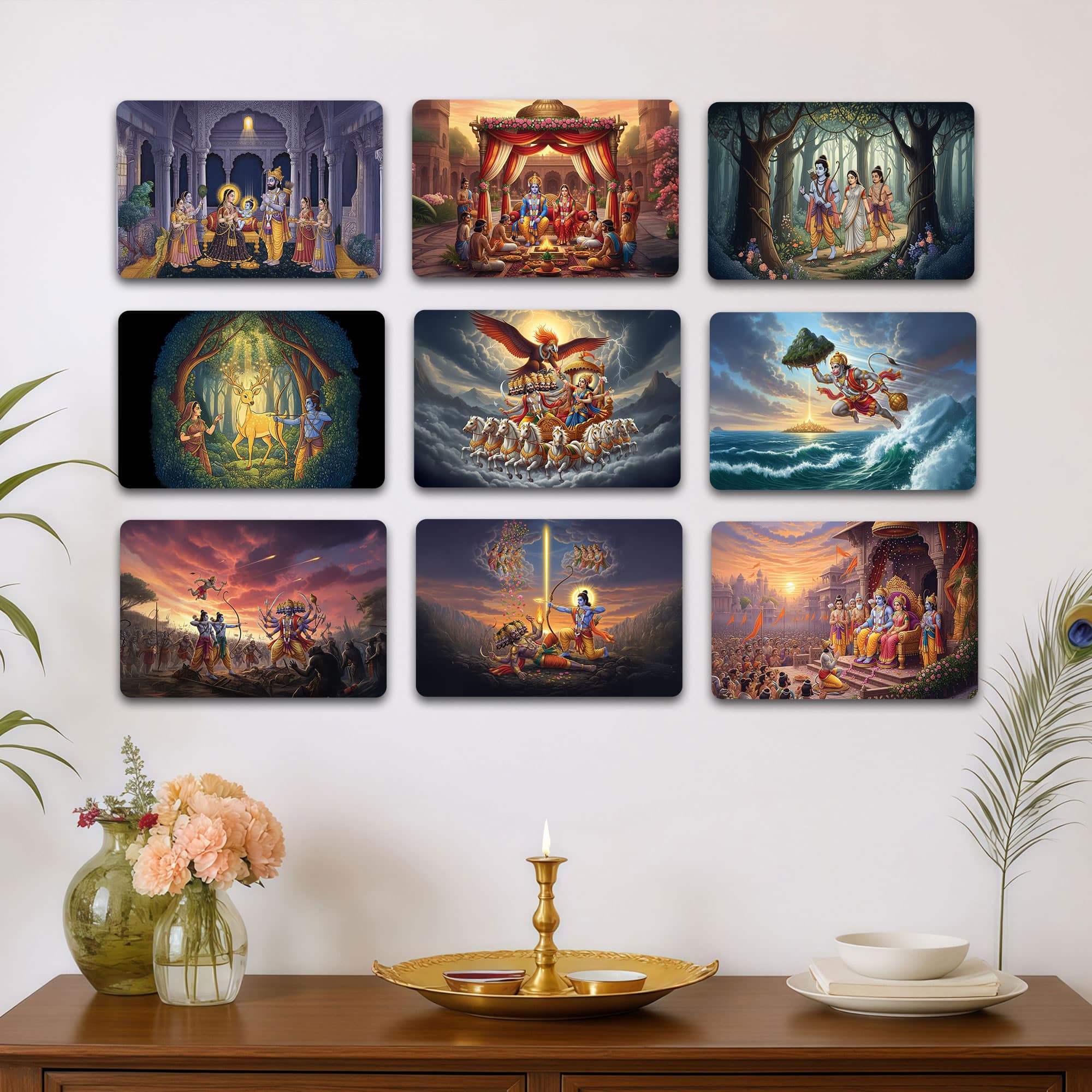 The Castle Decor Ramayan Wall Plates Set of 9 8x12 Inch - The Castle Decor