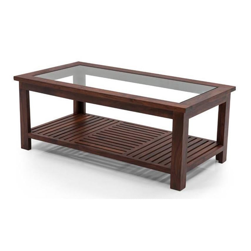 Claire Rectangular Solid Wood Coffee Table In Teak Finish