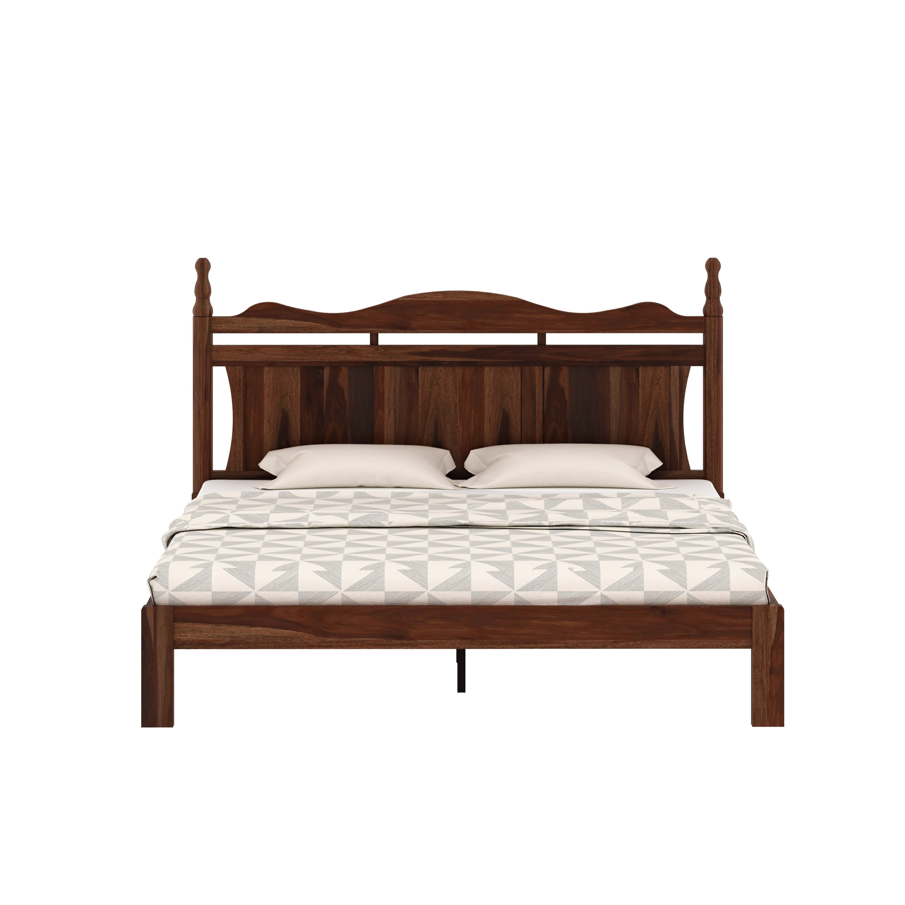 Lavento Solid Wood King Size Bed Non Storage In Provincial Teak Fininsh