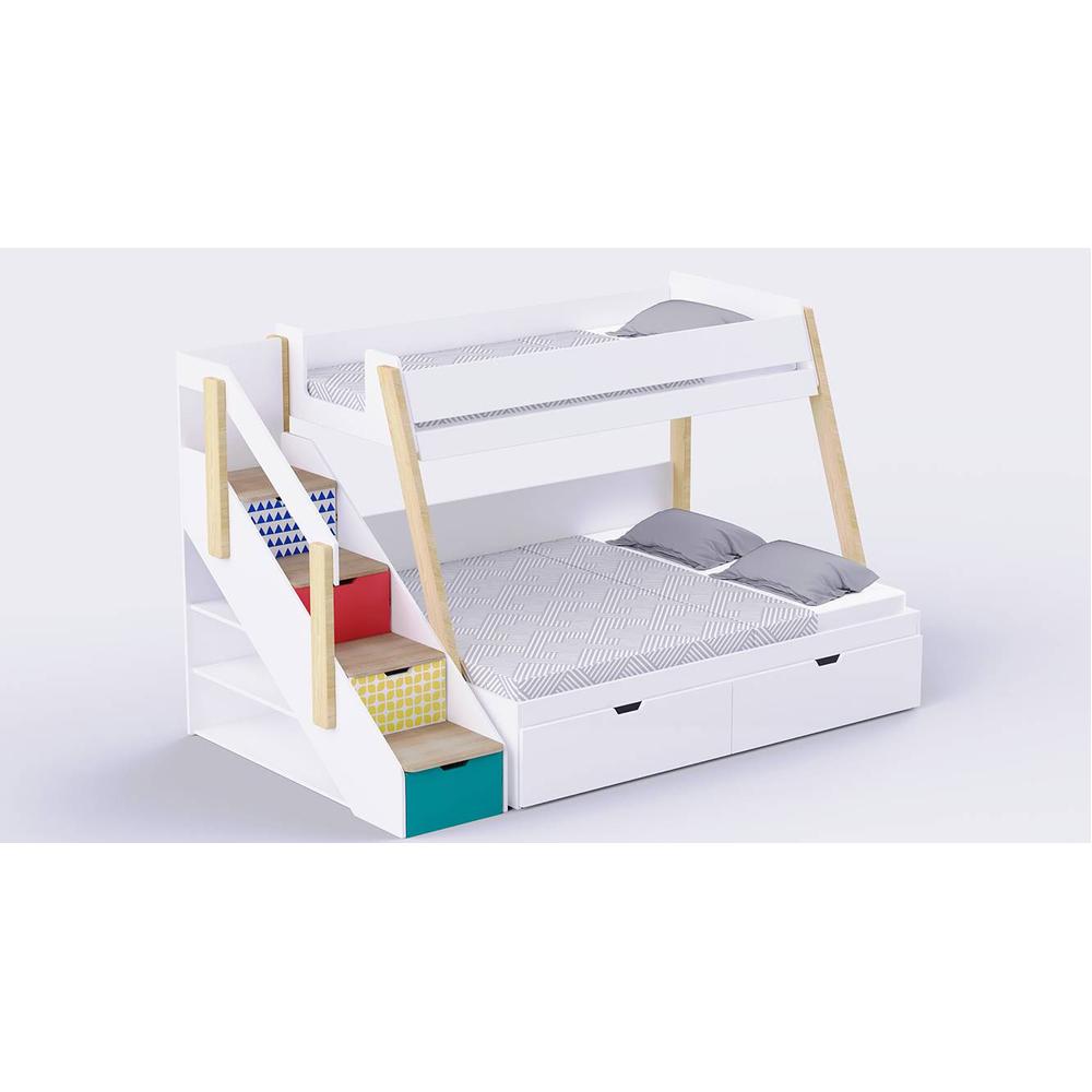 Pine Tree Bunk Bed with Storage in White Colour