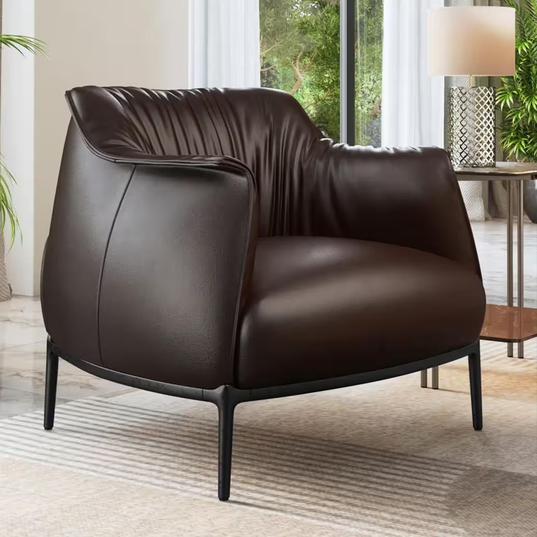 Odette Lounge Chair In Brown Leather