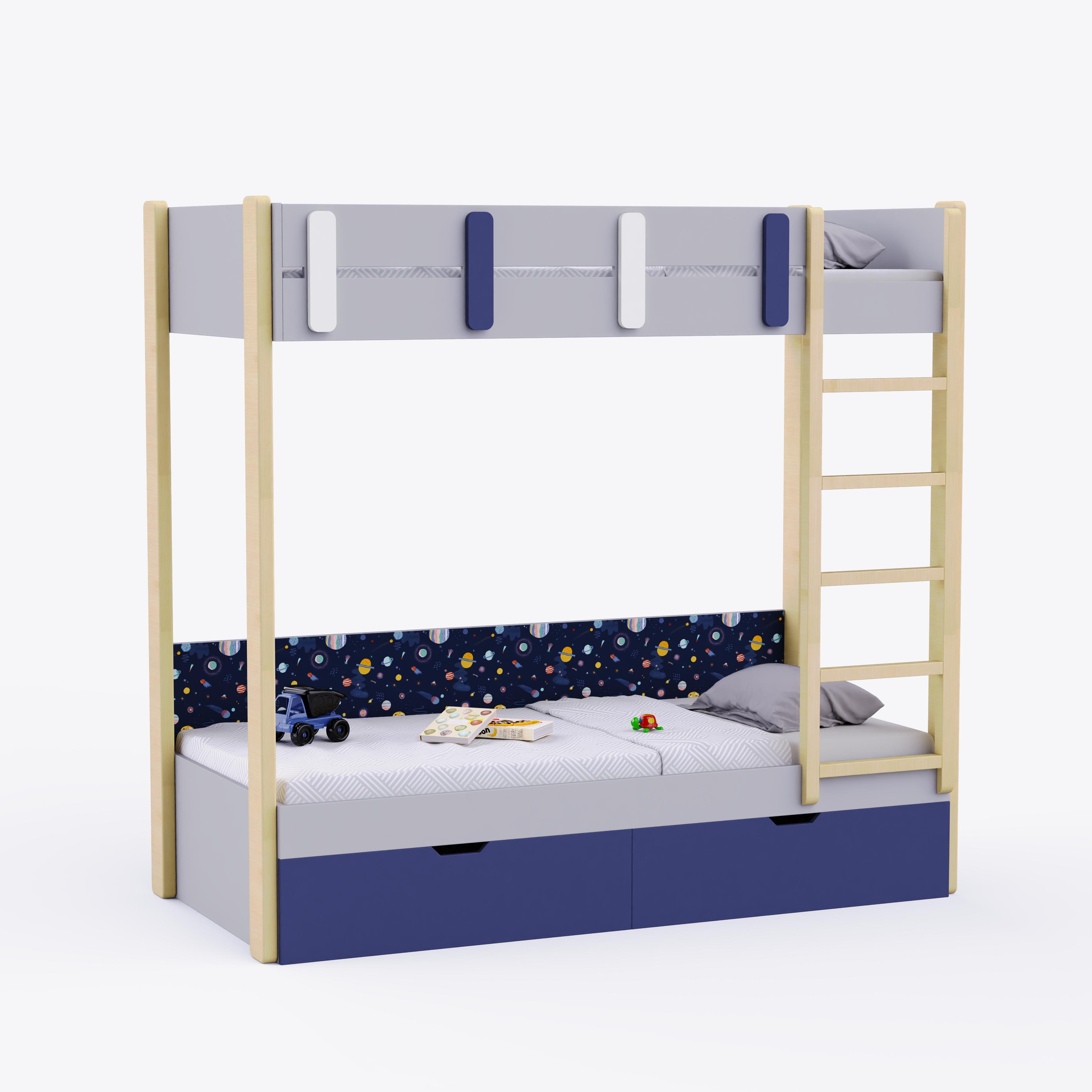 Pine Tree Single Size Bunk Bed In Silver Grey Colour
