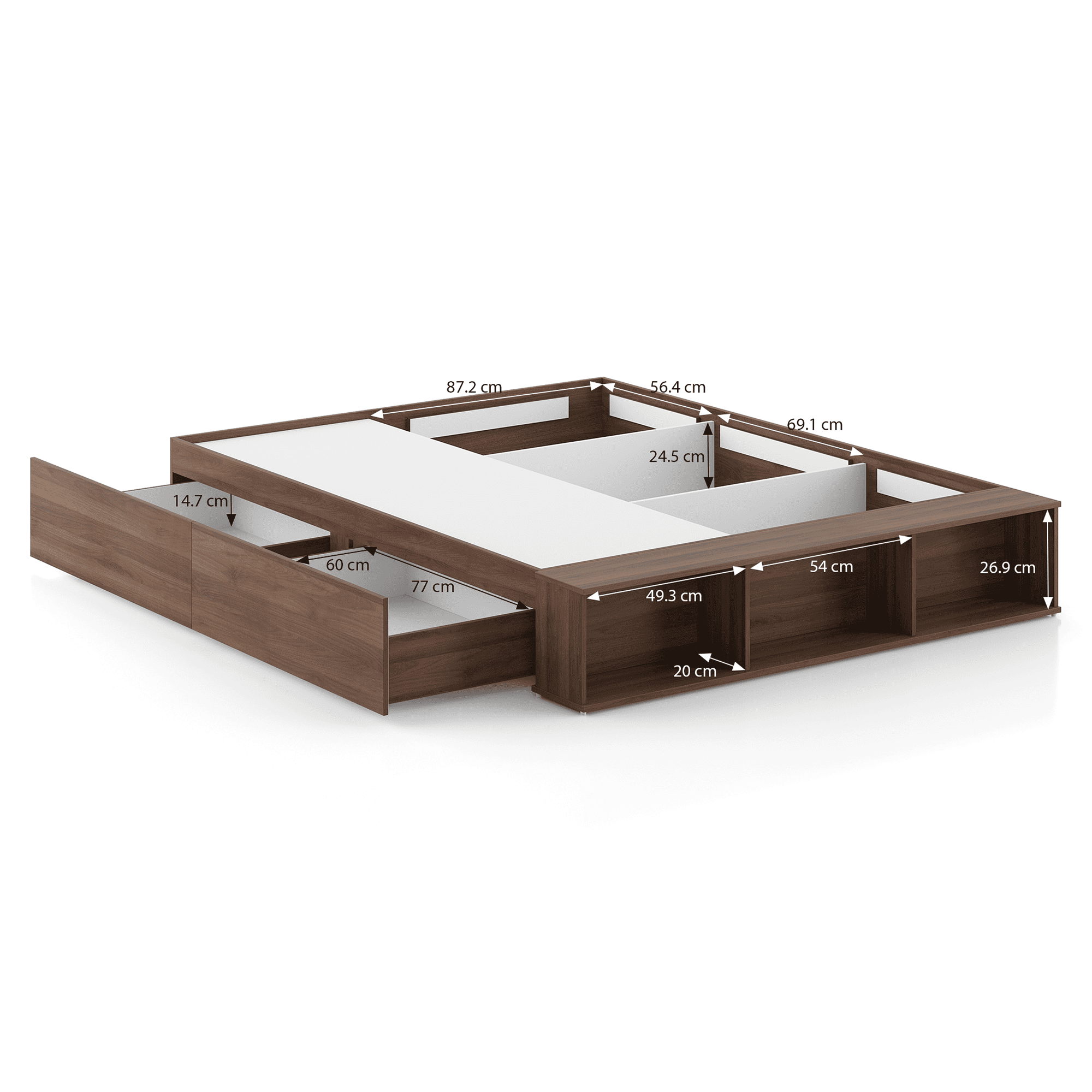 Toshi Platform Box & Drawer Storage Bed In Classic Walnut