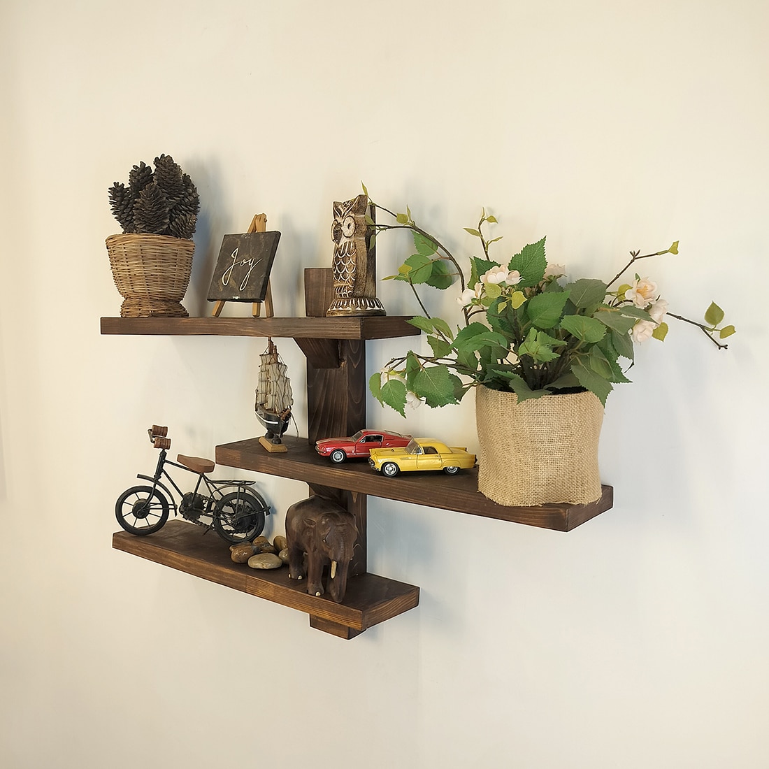 Fiona Wooden Wall Shelf Organiser