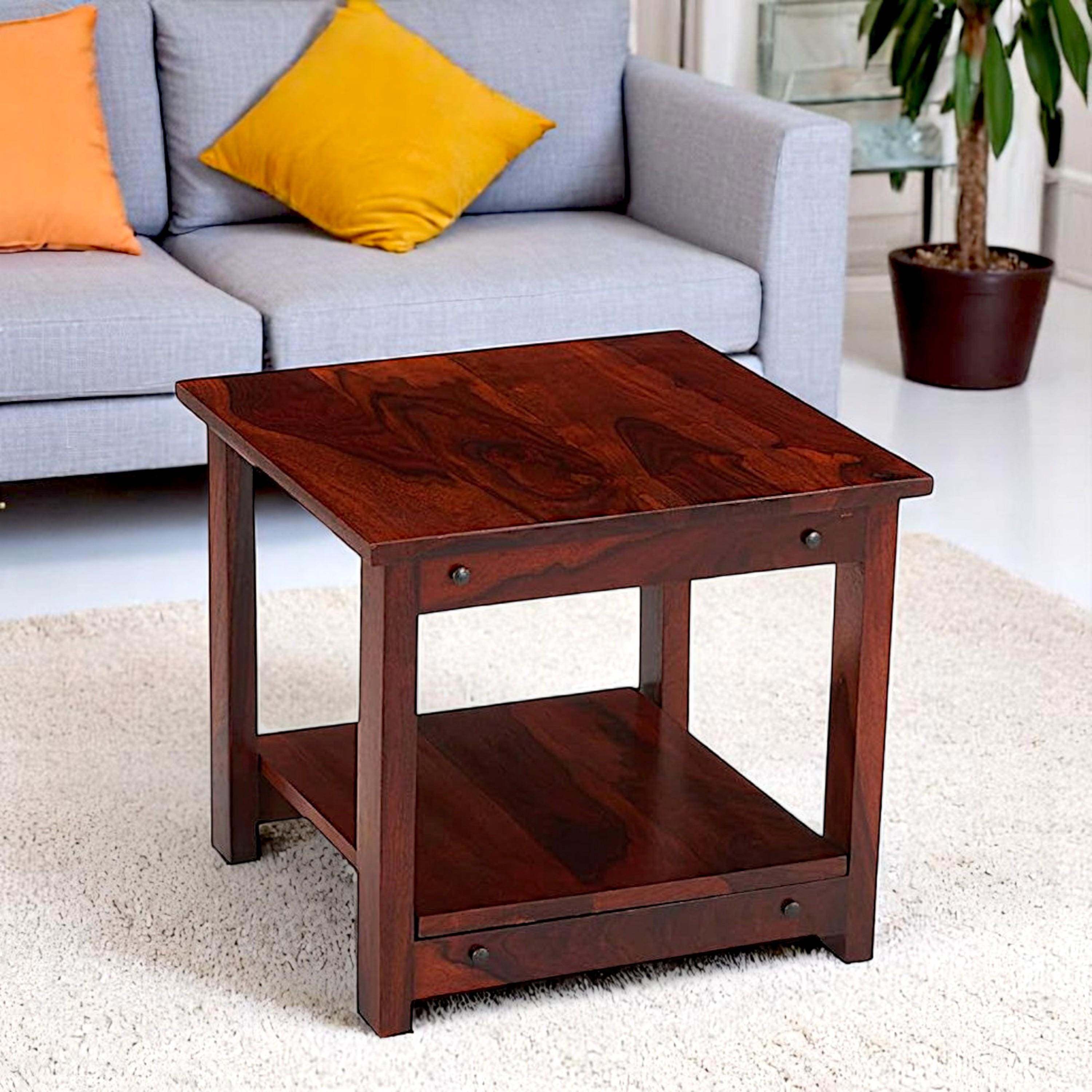 Camden Sheesham Wood Contemporary Square Coffee Table In Honey Finish