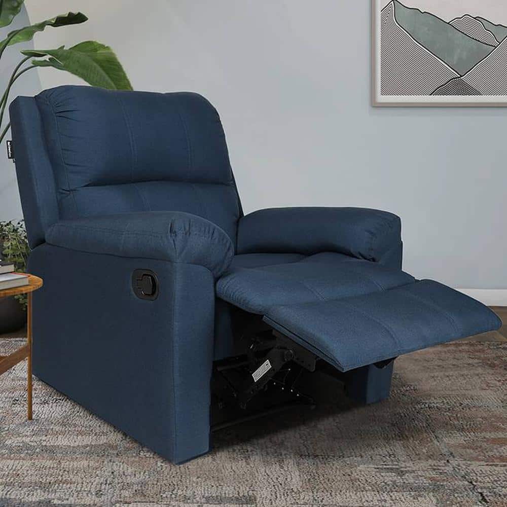 Spino Leatherette One Seater Manual Recliner in Blue Colour