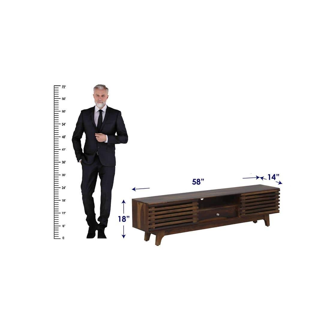 UrbanGlow Solid Wood Free Standing TV Unit in Provincial Teak Finish