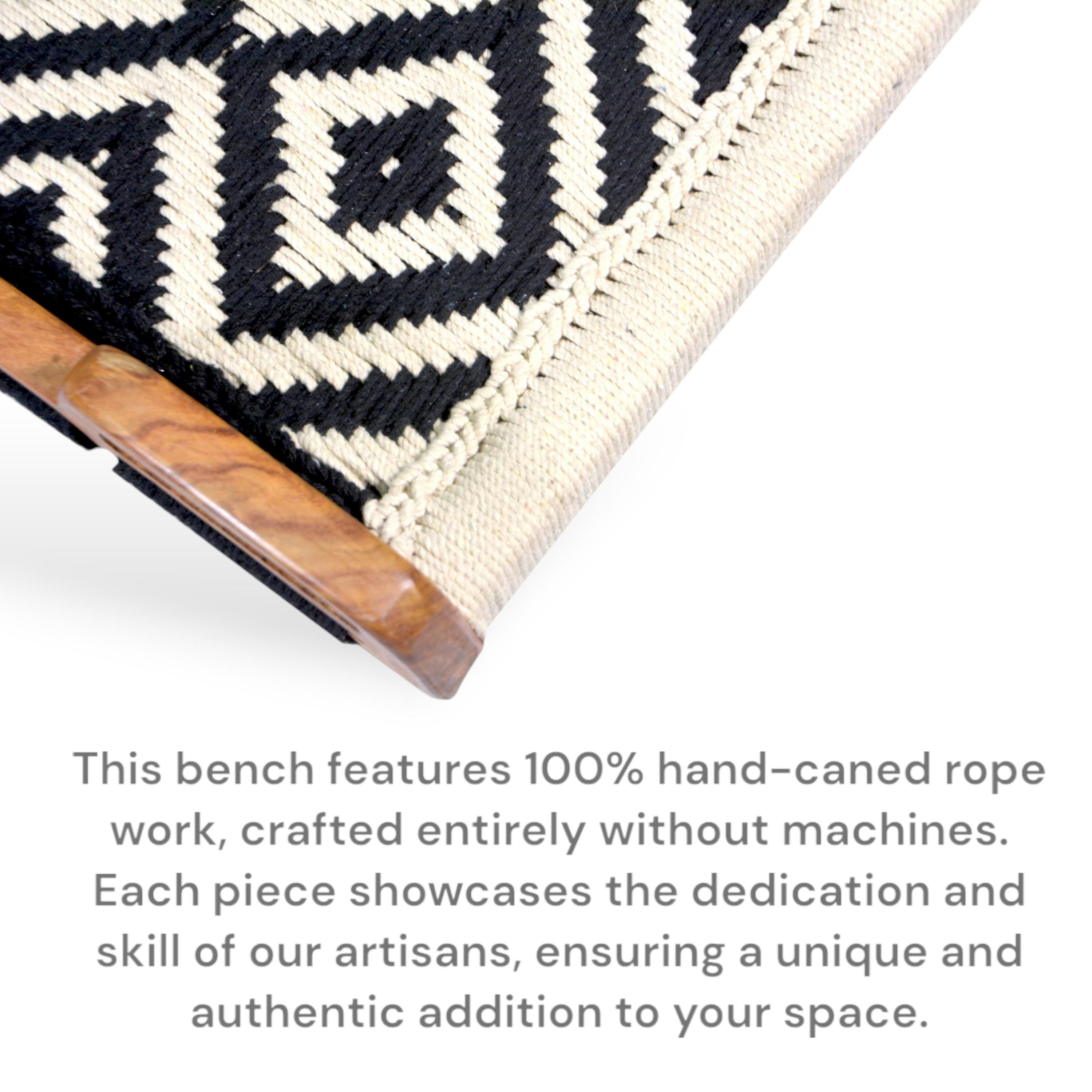 Natwest Sheesham Wood Relaxing Maachi Chair in Black & White Canning