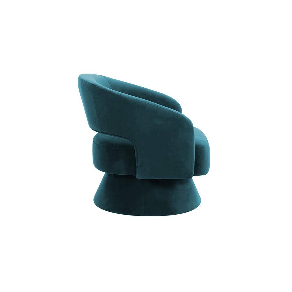 Aracell Swivel Solid Wood Round Chair in T Blue Colour