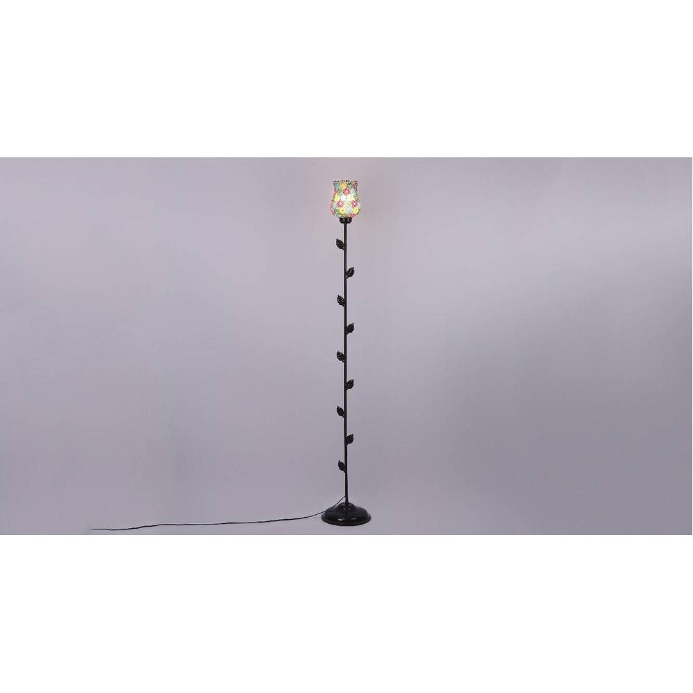 Ashley Multicolour Glass Floor Lamp with Black Iron Base
