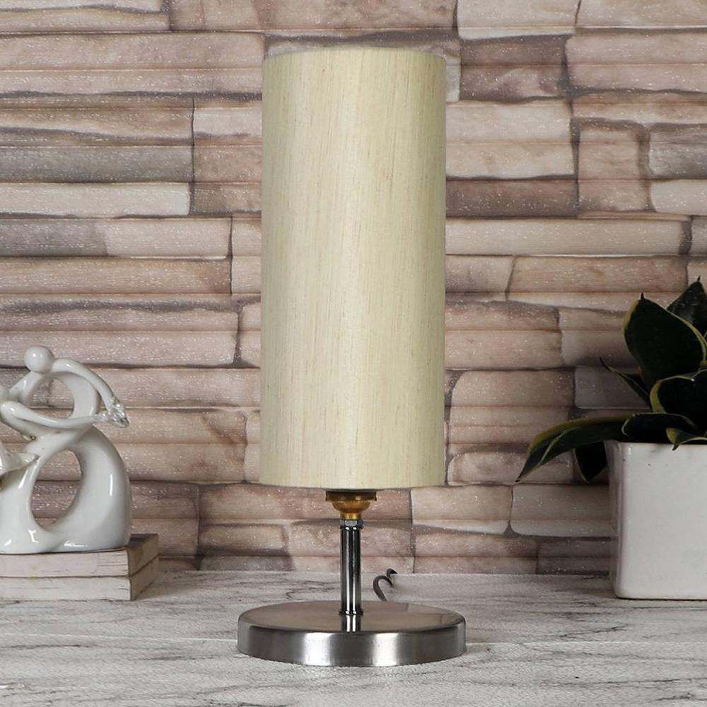 off-white cotton table lamp with Steel Base -41 - Devansh