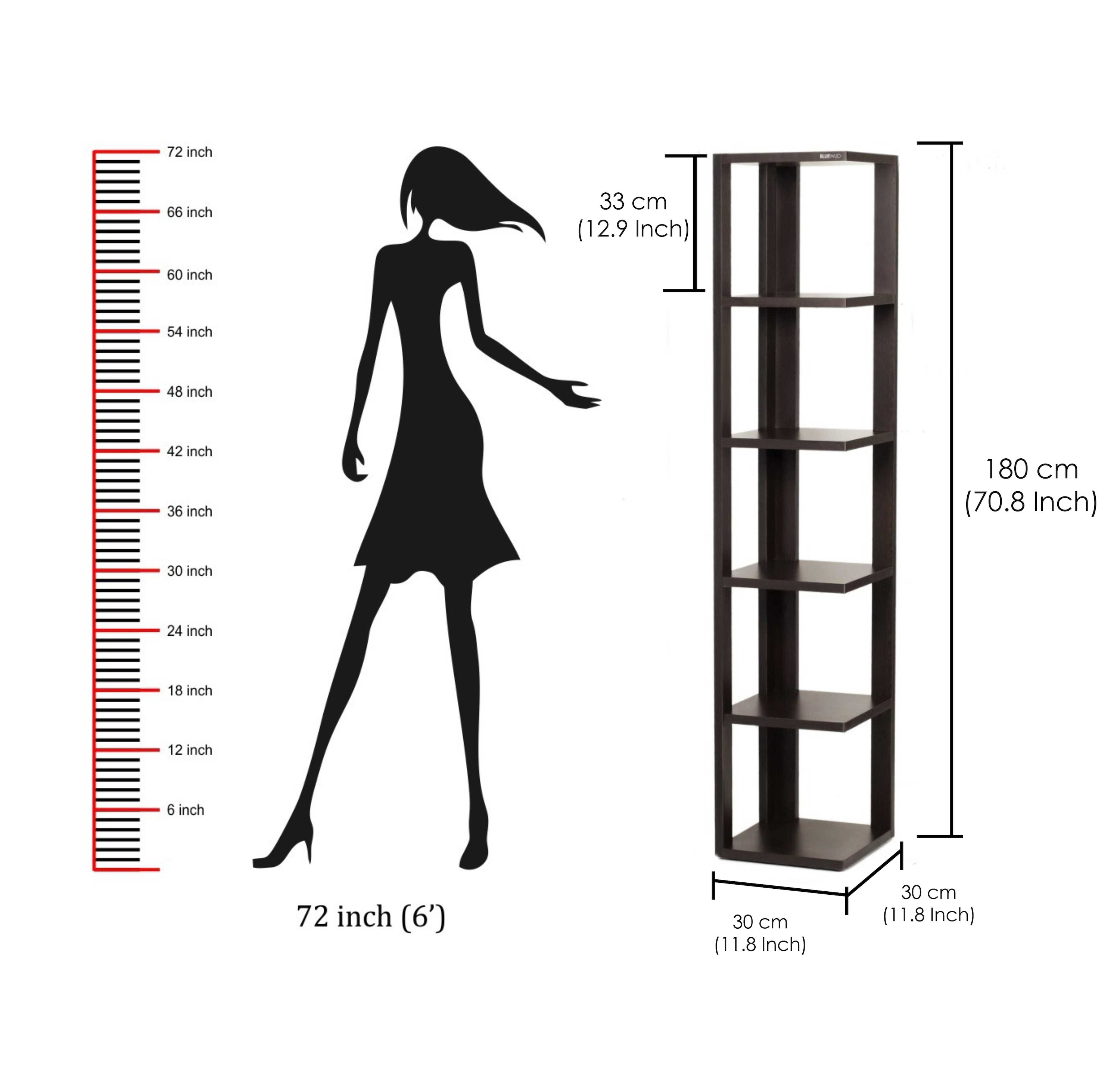 BLUEWUD Albert Engineered Wood Wall Decor Floating Shelf Display Rack Decorative Hall D�cor for Living Room Home Furniture, 6 Shelves (Wenge)