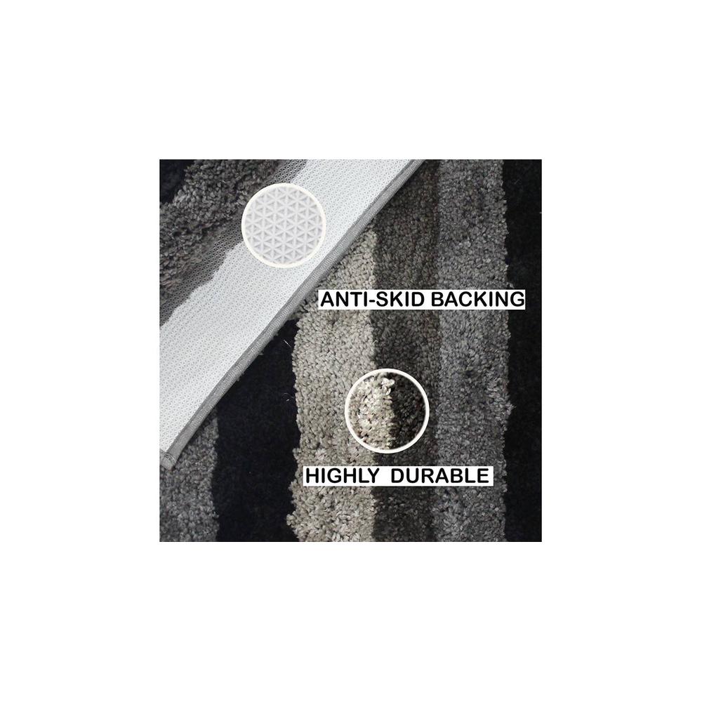 Evangeline Grey Solid Natural Fiber 24x16 inches Anti-Skid Bath Mat