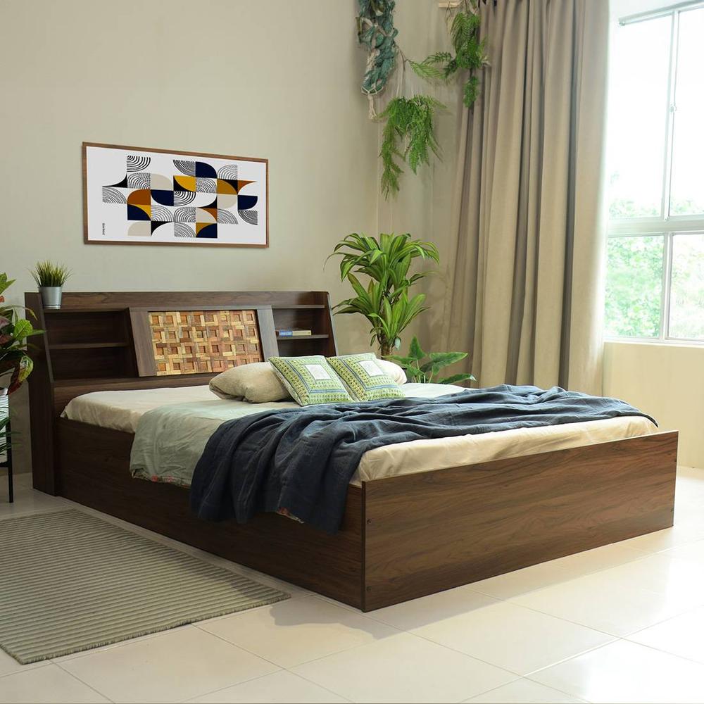 Timber Engineered Wood Queen  Size Bed With Box Storage (Walnut Finish) - Direct Factory to Home Private Limited (DF2H)