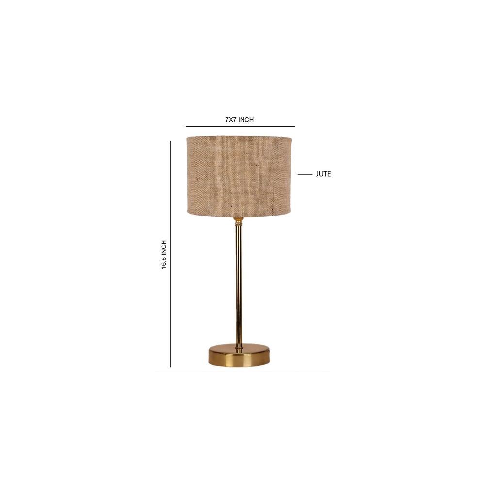 Beige Jute with Metal Gold Table Lamp