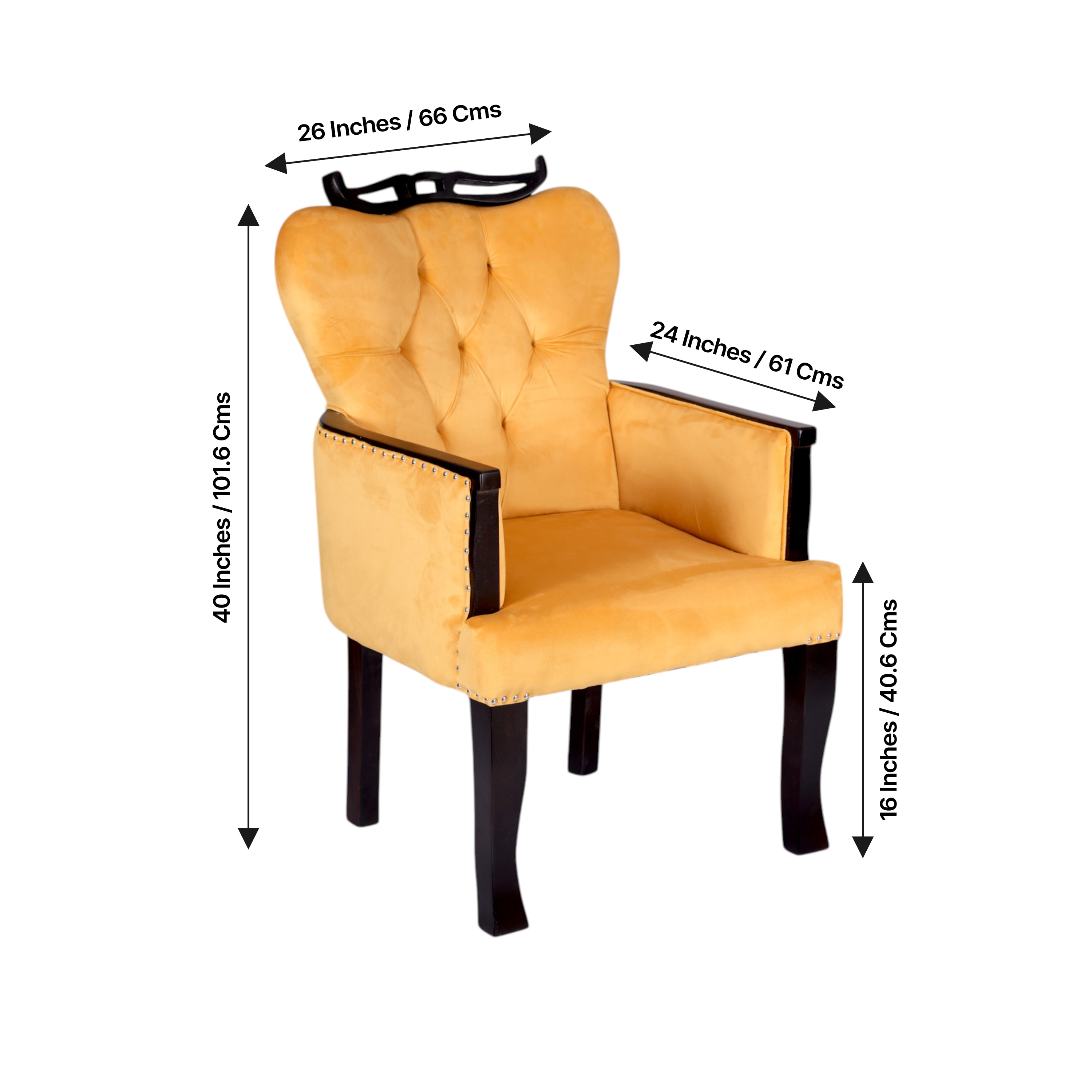 Arista Sheesham Wood Set Of 2 Lounge Chair In Yellow Velvet Upholstery