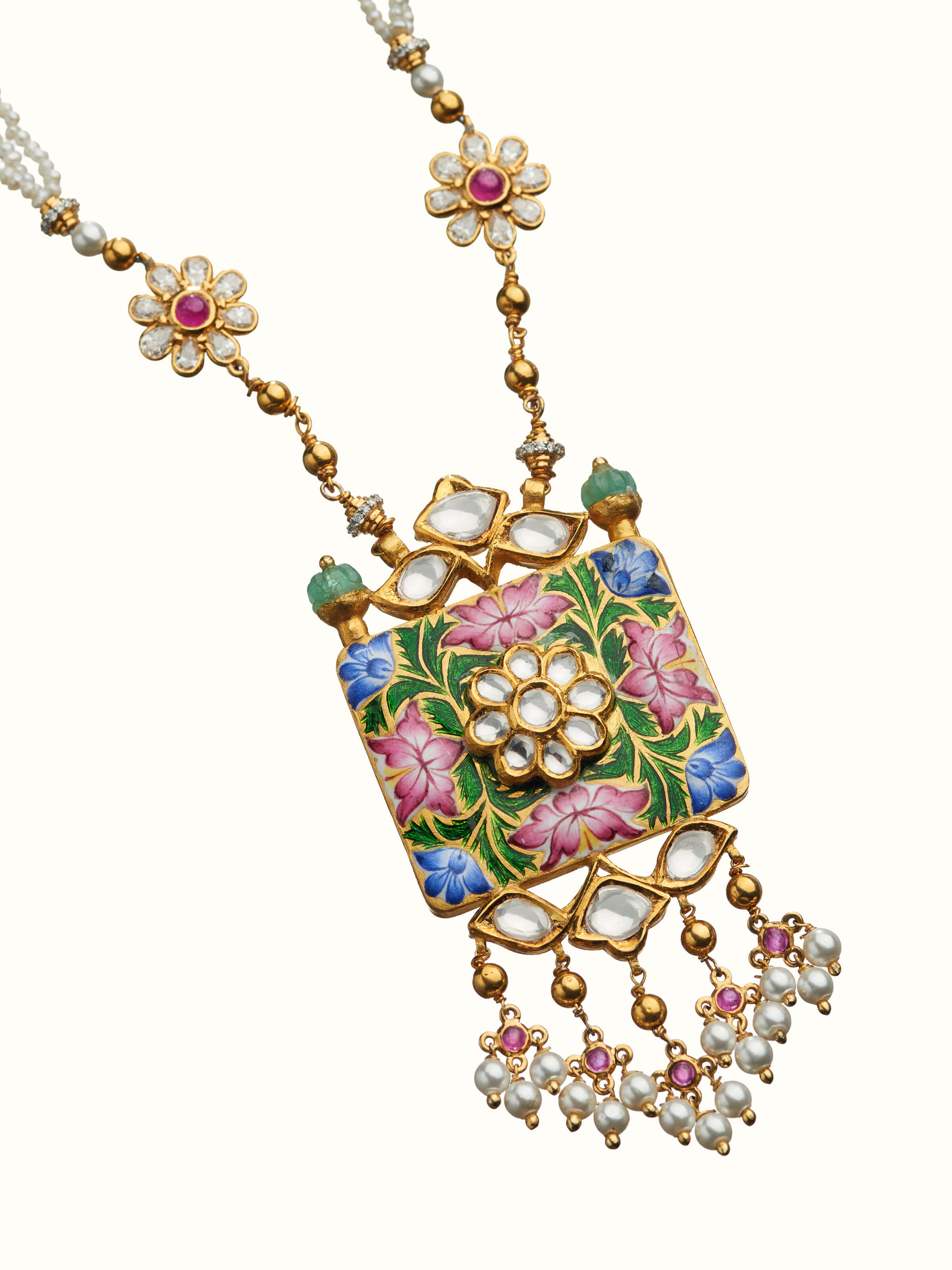 Gulabi Meenakari 22 Karat Gold Collar Necklace