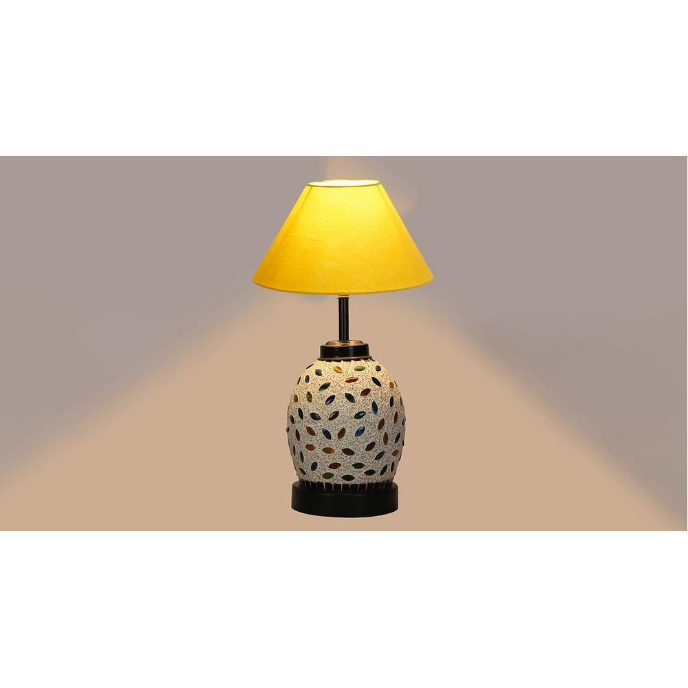 Kayleigh Yellow cotton Glass Table lamp with Iron Base