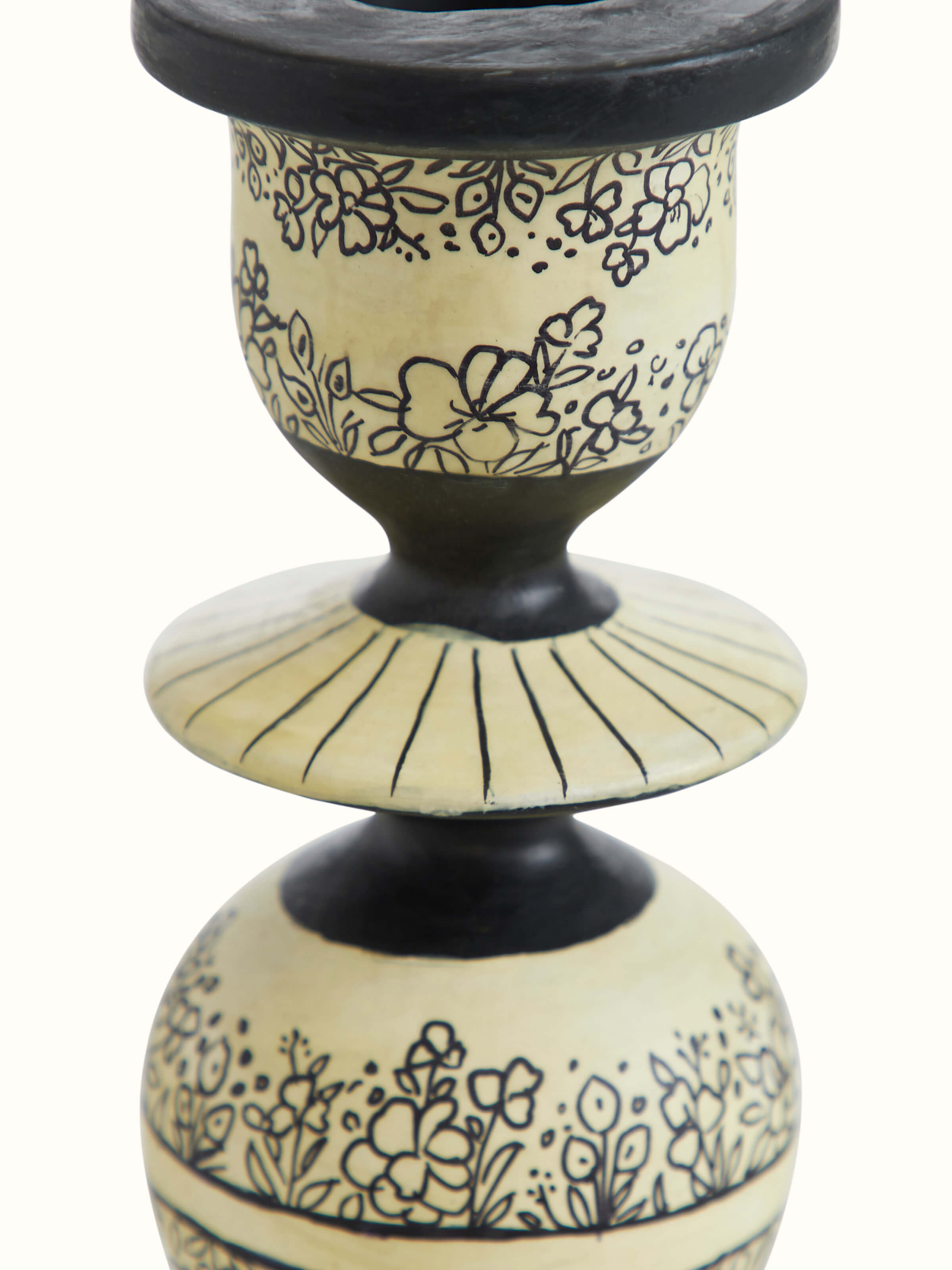 Back view of Papier-mache Candle Bases in White Color (2 Pcs) by Swadesh showing the delicate design and sturdy structure.
