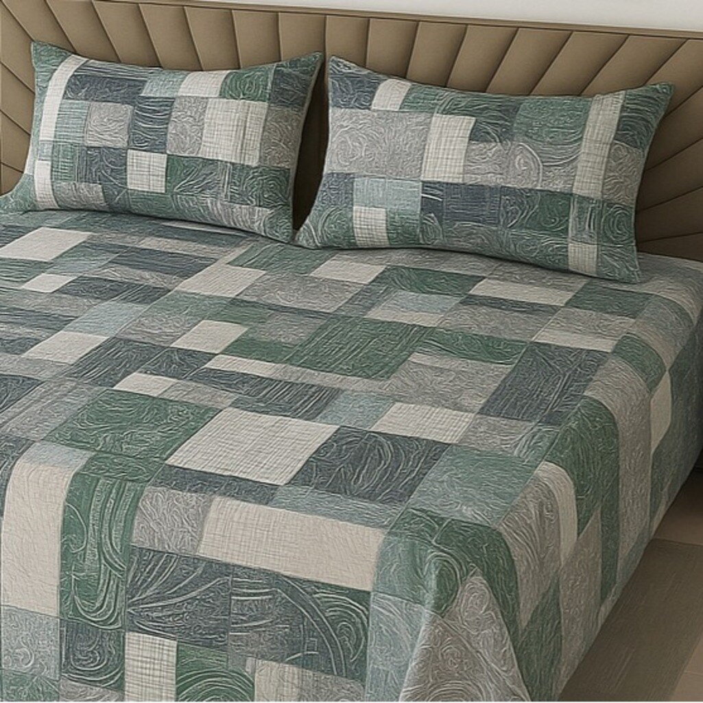 Blue Floral 400 TC Cotton Flat Super King Size Bedsheet With 2 Pilllow Covers From Threads