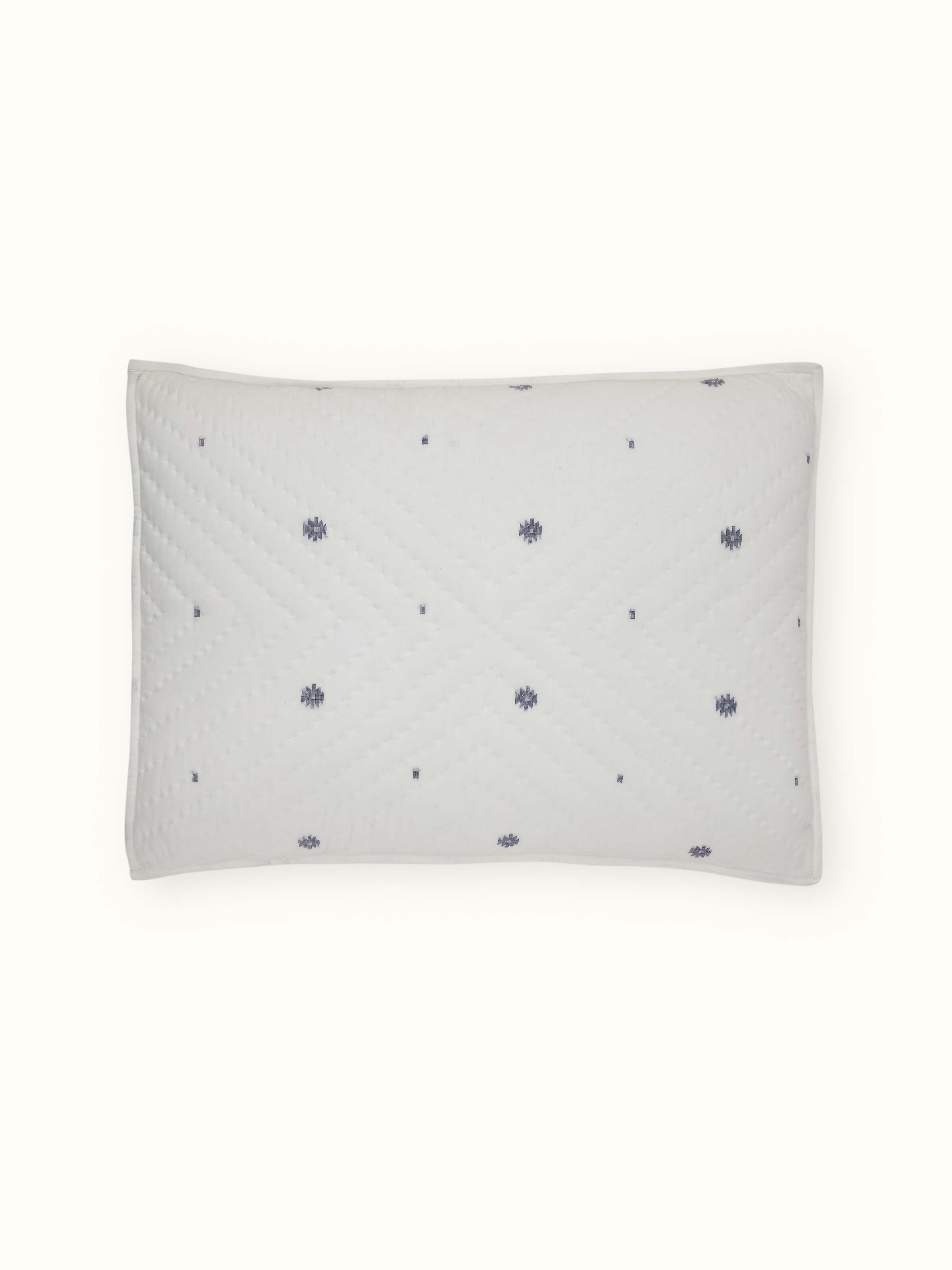 Full front display of Kalpanama Ivory Handwoven Buti Pillow Shams highlighting traditional buti pattern