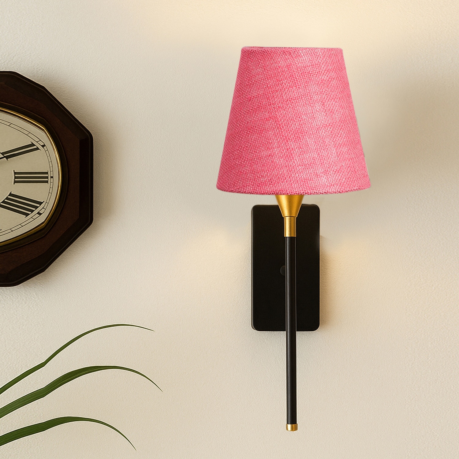 Devansh Metal Electric Wall Light in Black Colour with Pink Shade Count of 1 Light - Devansh