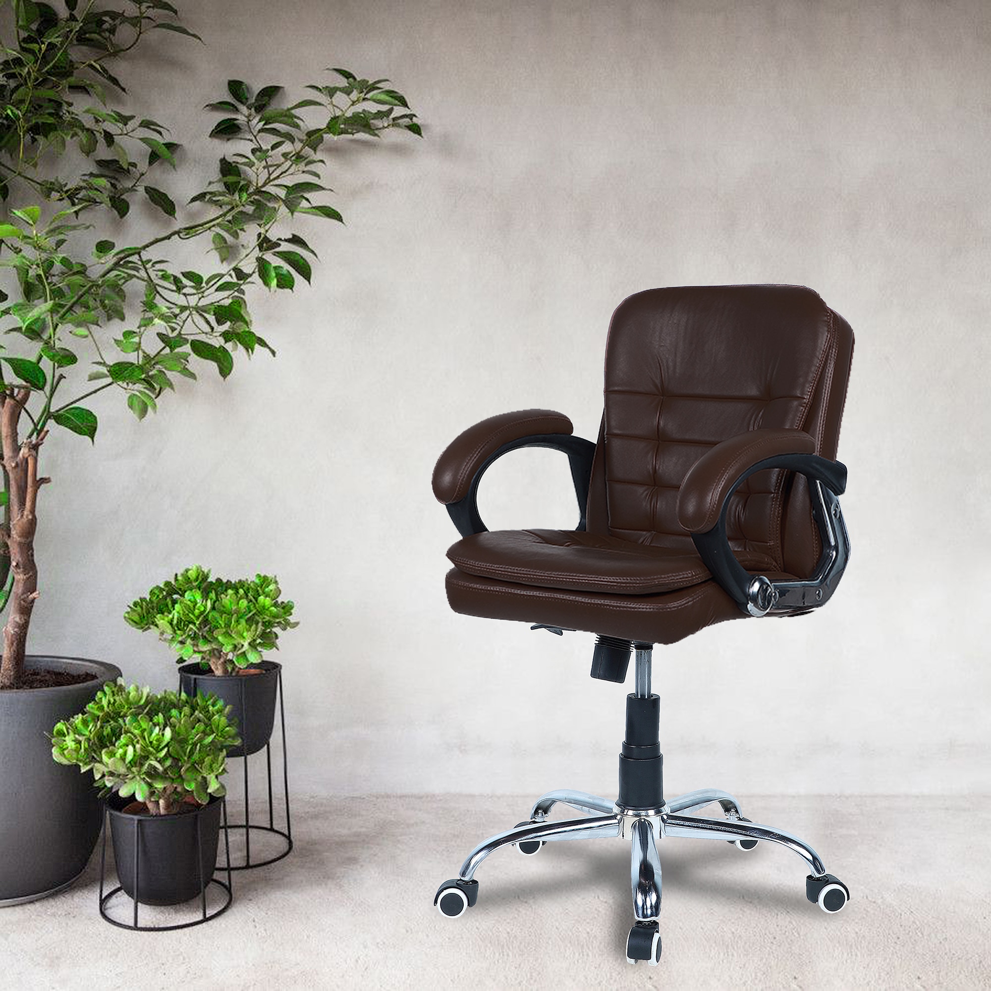 Veaoilaa Mid Back Executive Chair in Brown Colour