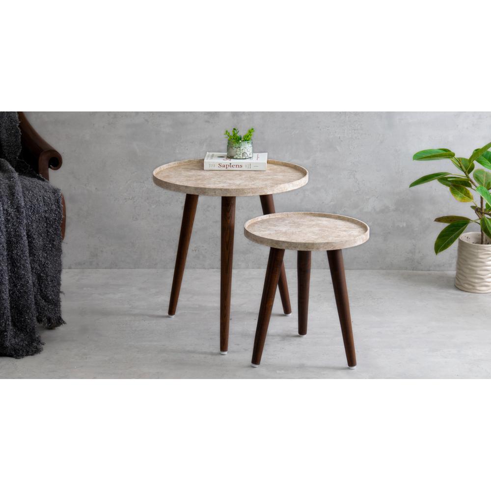 Ethereal Gold Round Nesting Tables with Wooden Legs, Side Tables, Wooden Tables, Living Room Decor by A Tiny Mistake