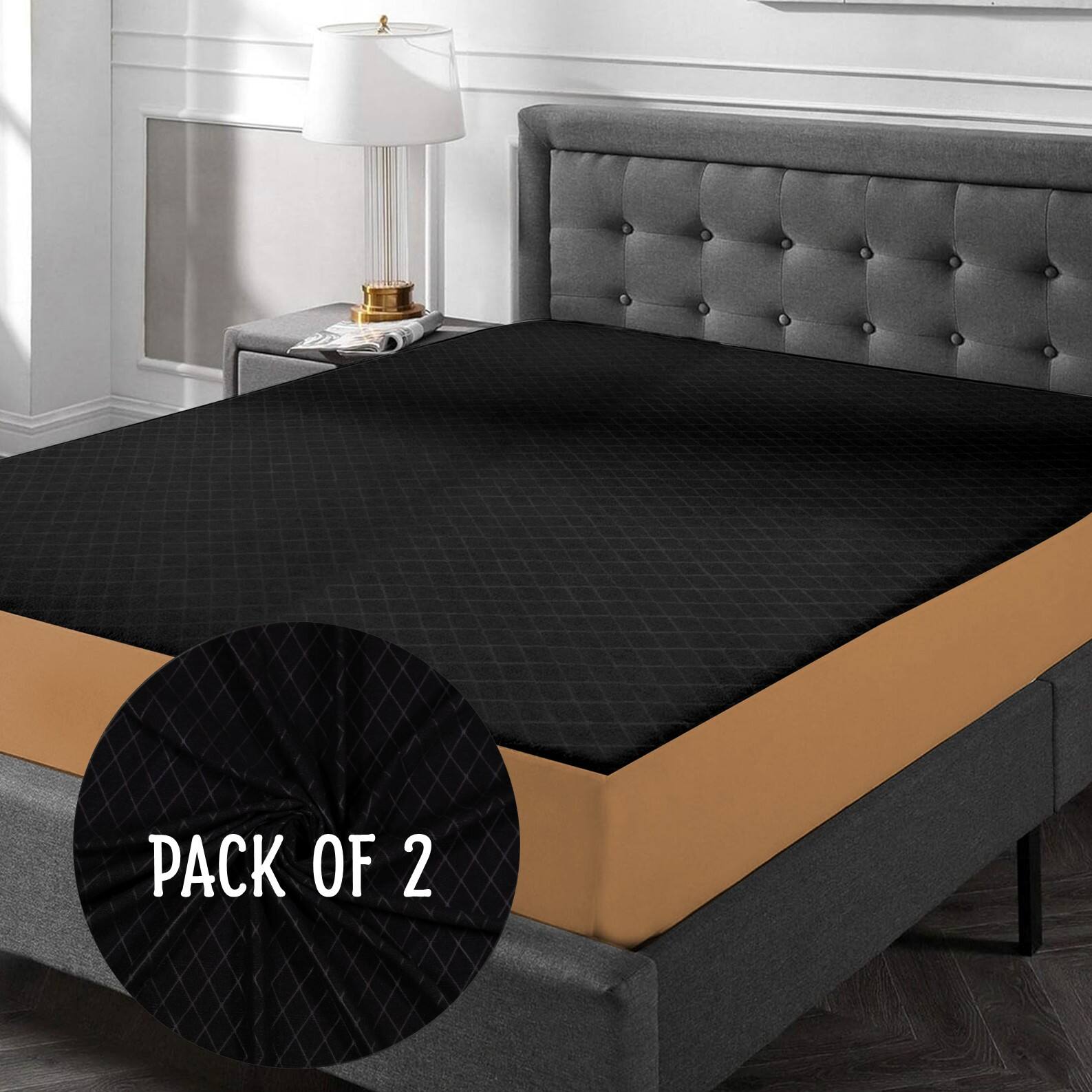 Premium Jacquard Polyester Fabric  Single Bed  Waterproof Mattress Protector  Bed Cover ‎75x48  Pack of 2 - The Sleep Protectors