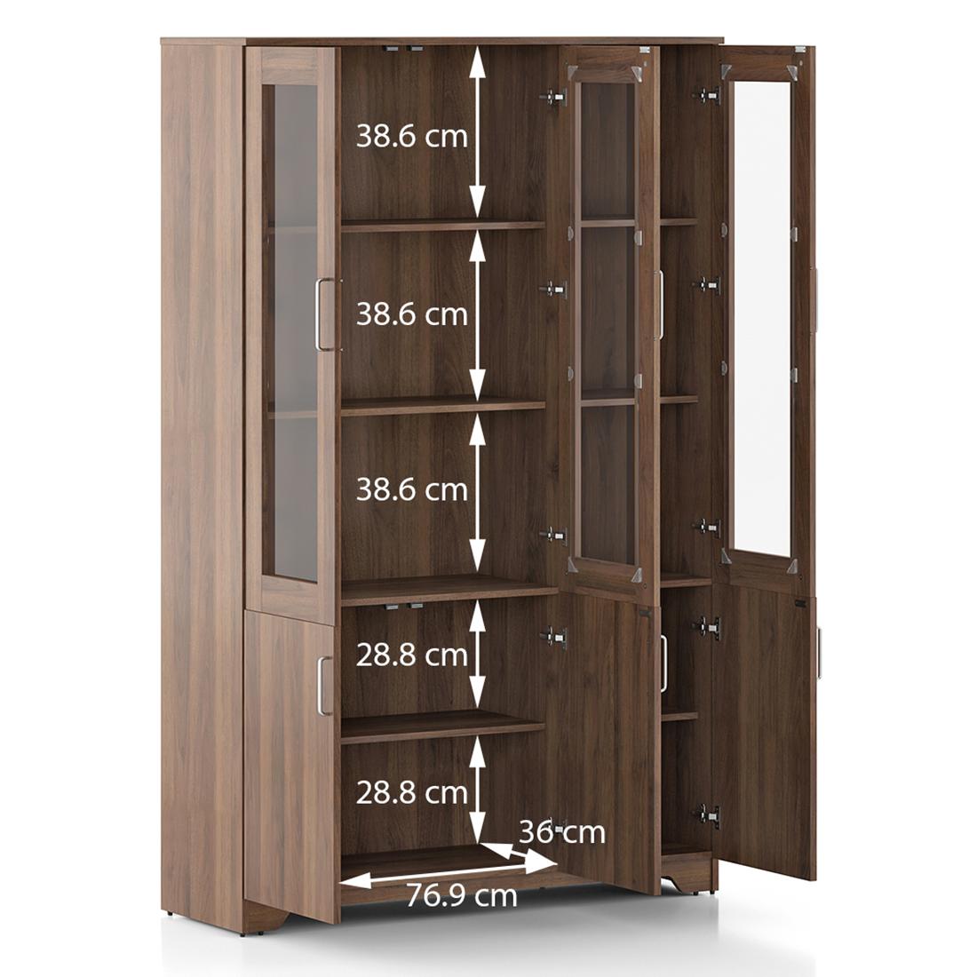 Hubert 6 Door Kitchen Display Cabinet in Classic Walnut Finish