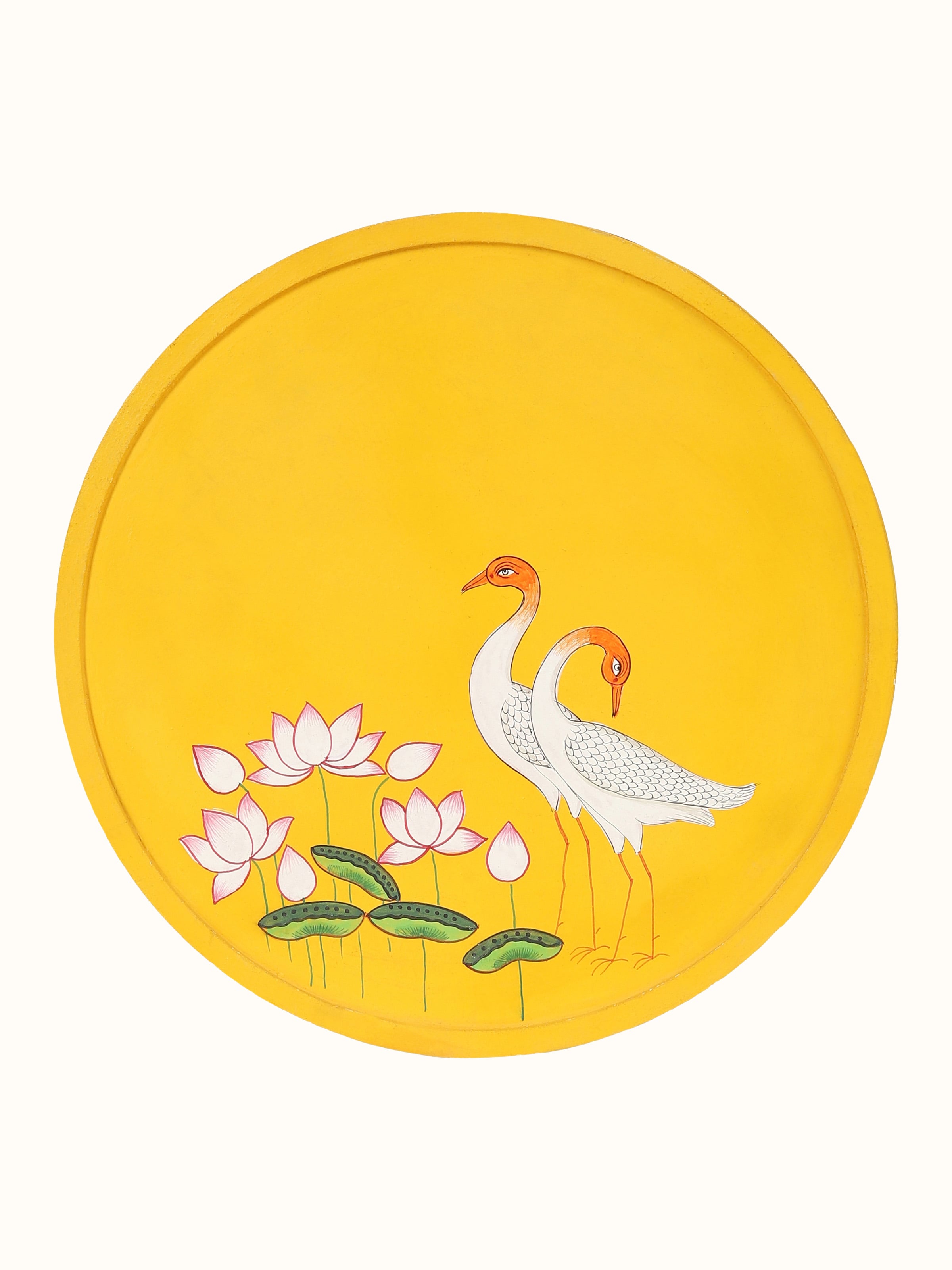 Sarus and Kamal Pichwai Painting Wall Plate