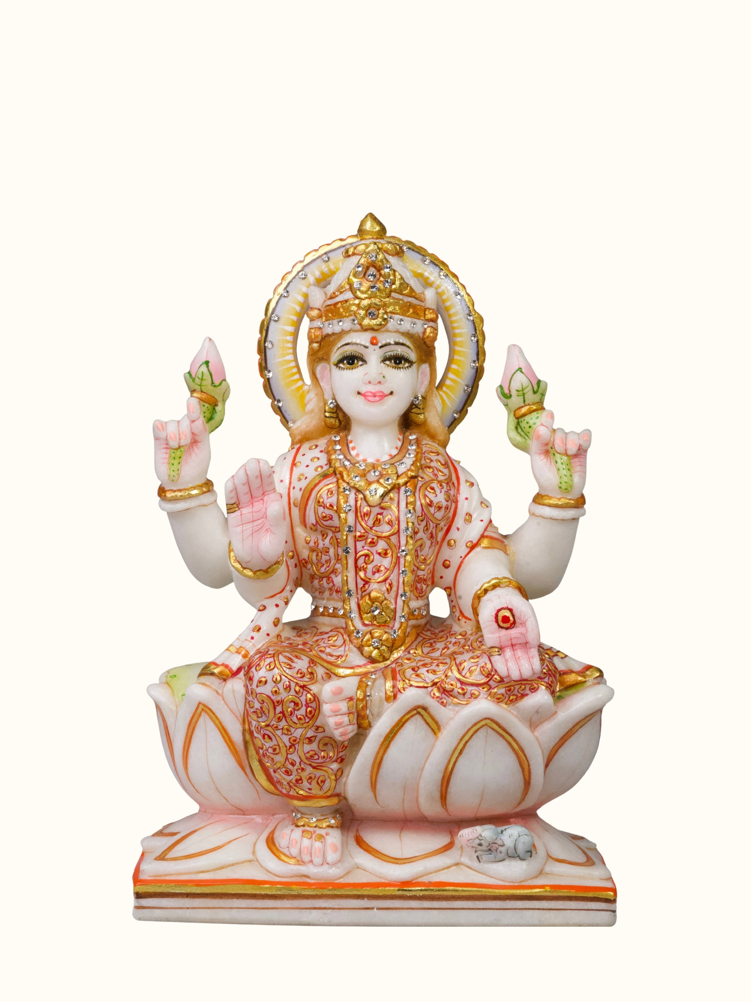 Marble Carved Lakshmi Idol
