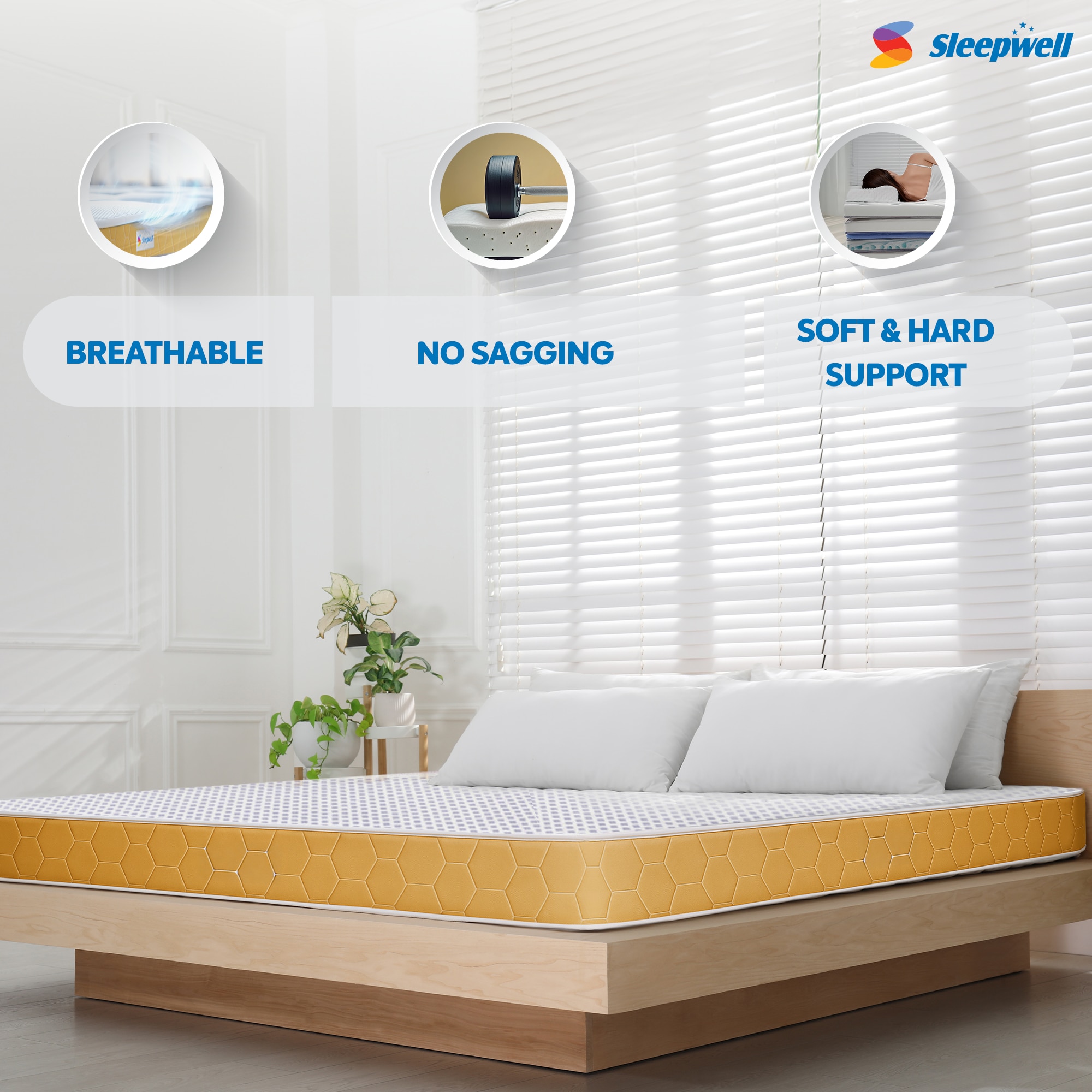Sleepwell Dual Reversible 6 inch Single High Density (HD) Foam Mattress (L x W: 75 inch x 42 inch)