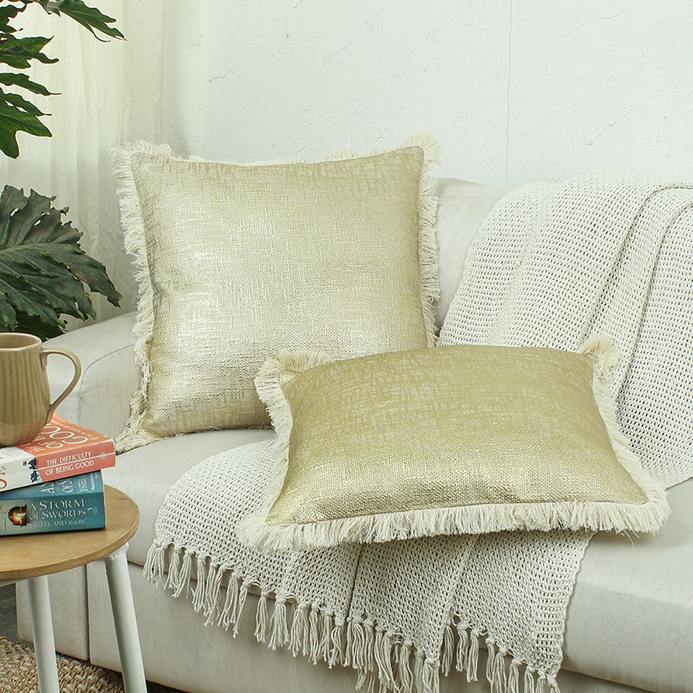 Classic Texture Set Of 2 Cushion Cover With Gold Colour - House This