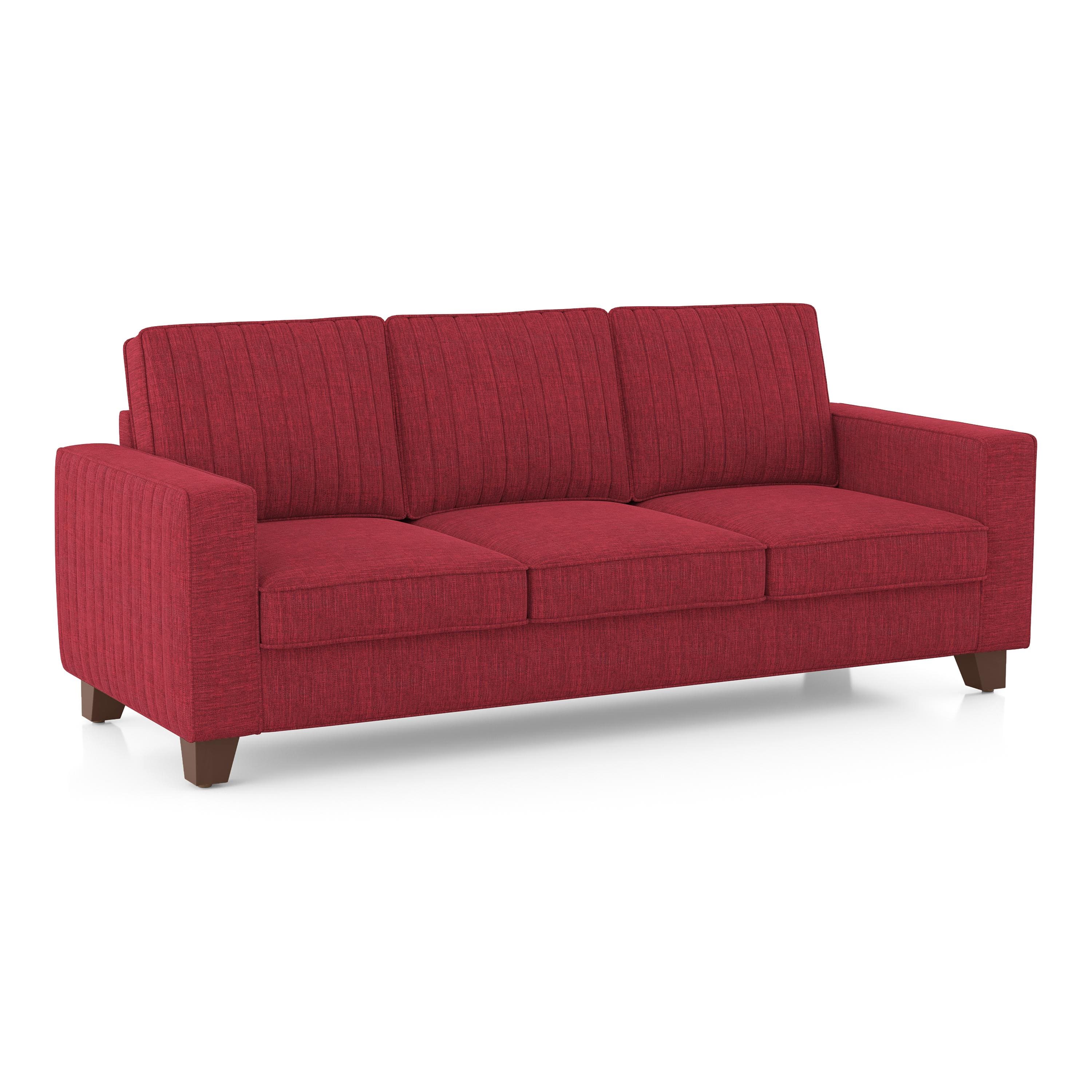 Apollo Neo 3 Seater Fabric Sofa in Salsa Red Colour (Back Height : Regular, Cushion Type : Soft)