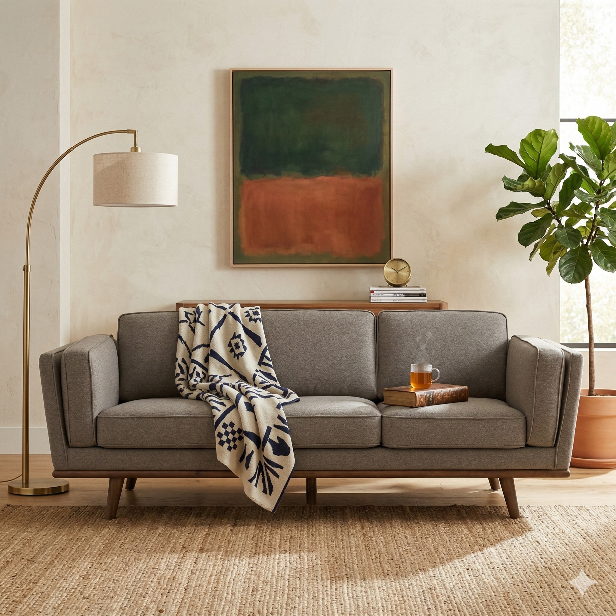 Scandinavian Civic Three Seater Sofa Cocoa Finish - Nestnordic
