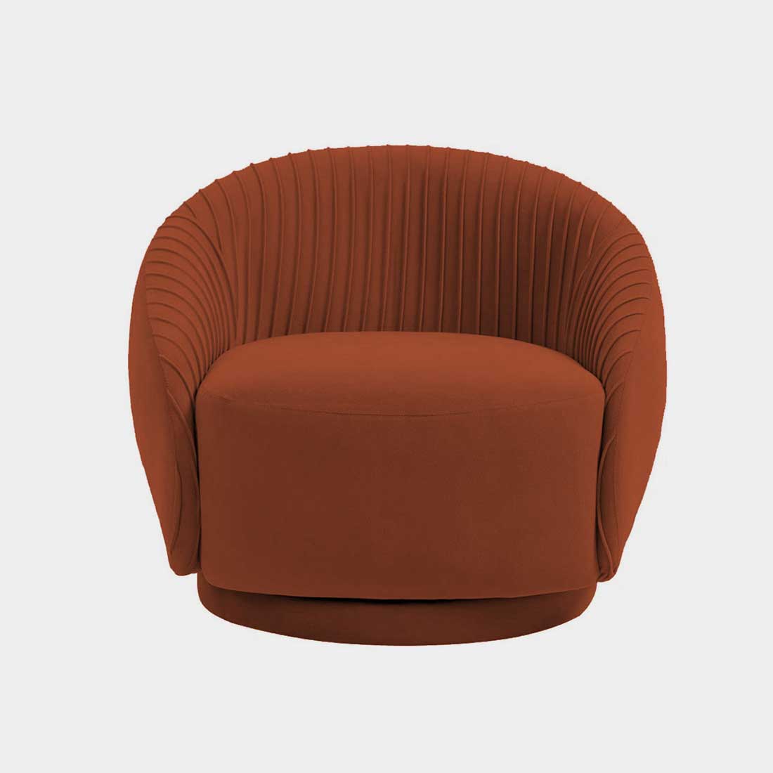 Lorna Swivel Solid Wood Round Chair in Brown Colour