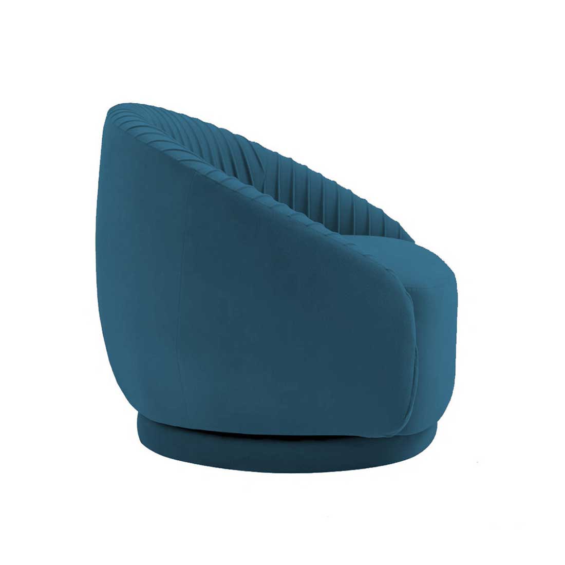 Lorna Swivel Solid Wood Round Chair in T Blue Colour