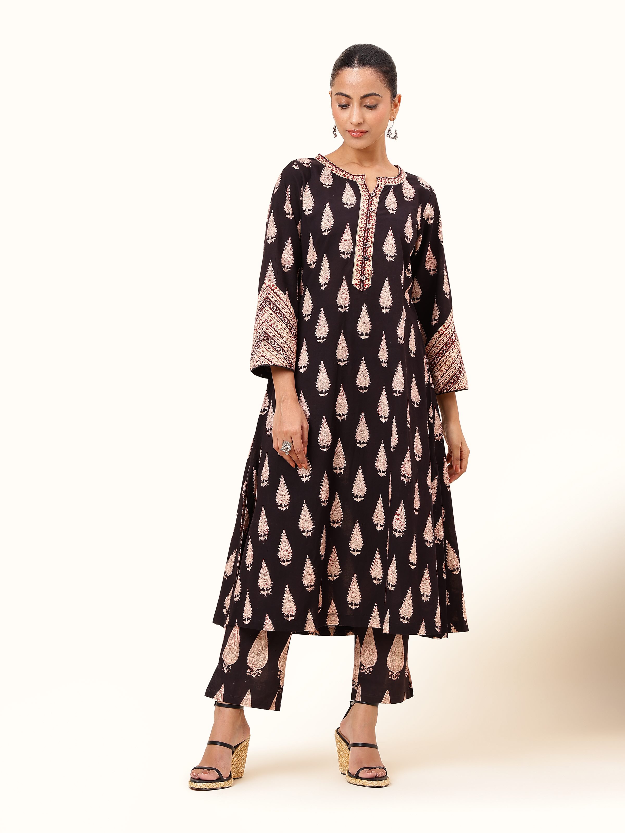 Black Bagru Block Printed Kurta