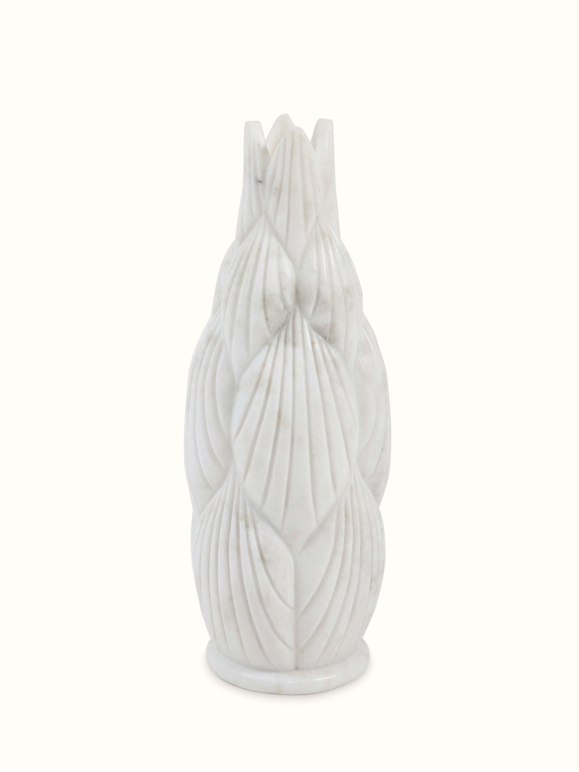 Marble carving floor vase with intricate handcrafted patterns – front view