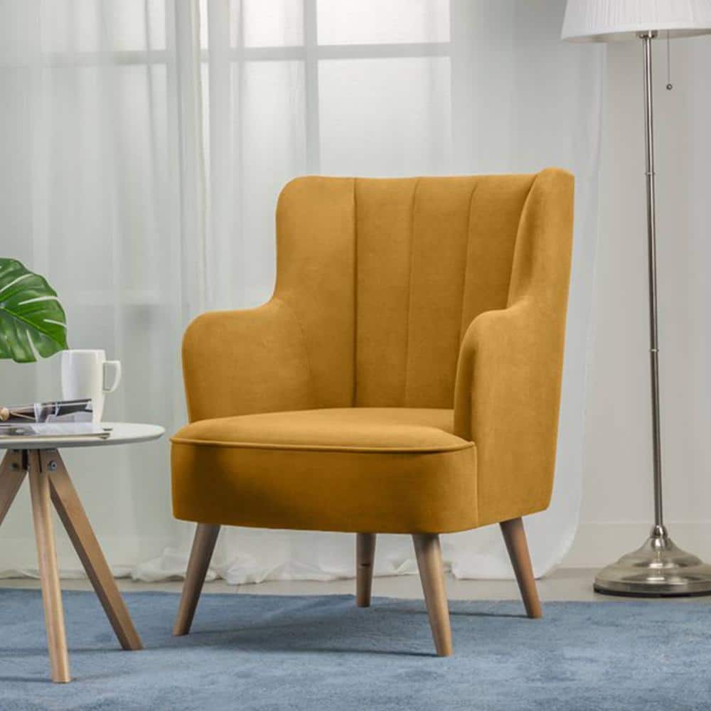 Lerrot Accent chair Velvet in Yellow Color
