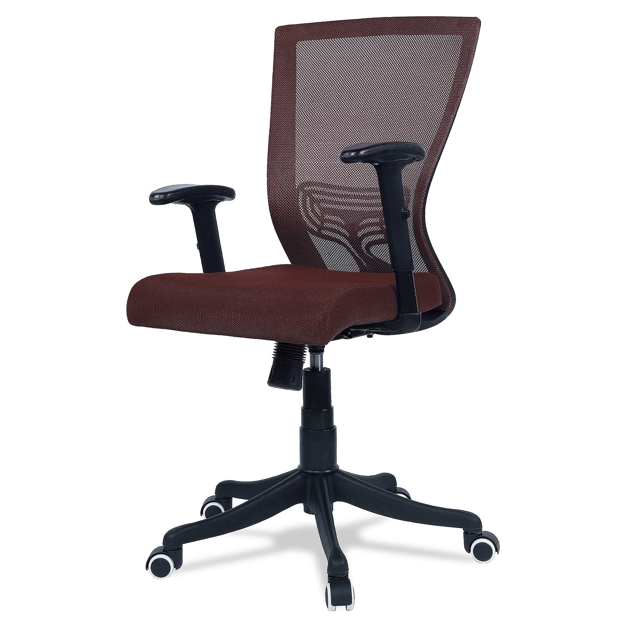 Ebeaony Mid Back Ergonomic Chair in Brown Colour