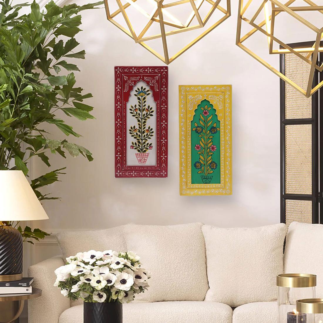 Desert Art MDF Handpainted Orange Rectangle Wall Hanging Frame-image-32
