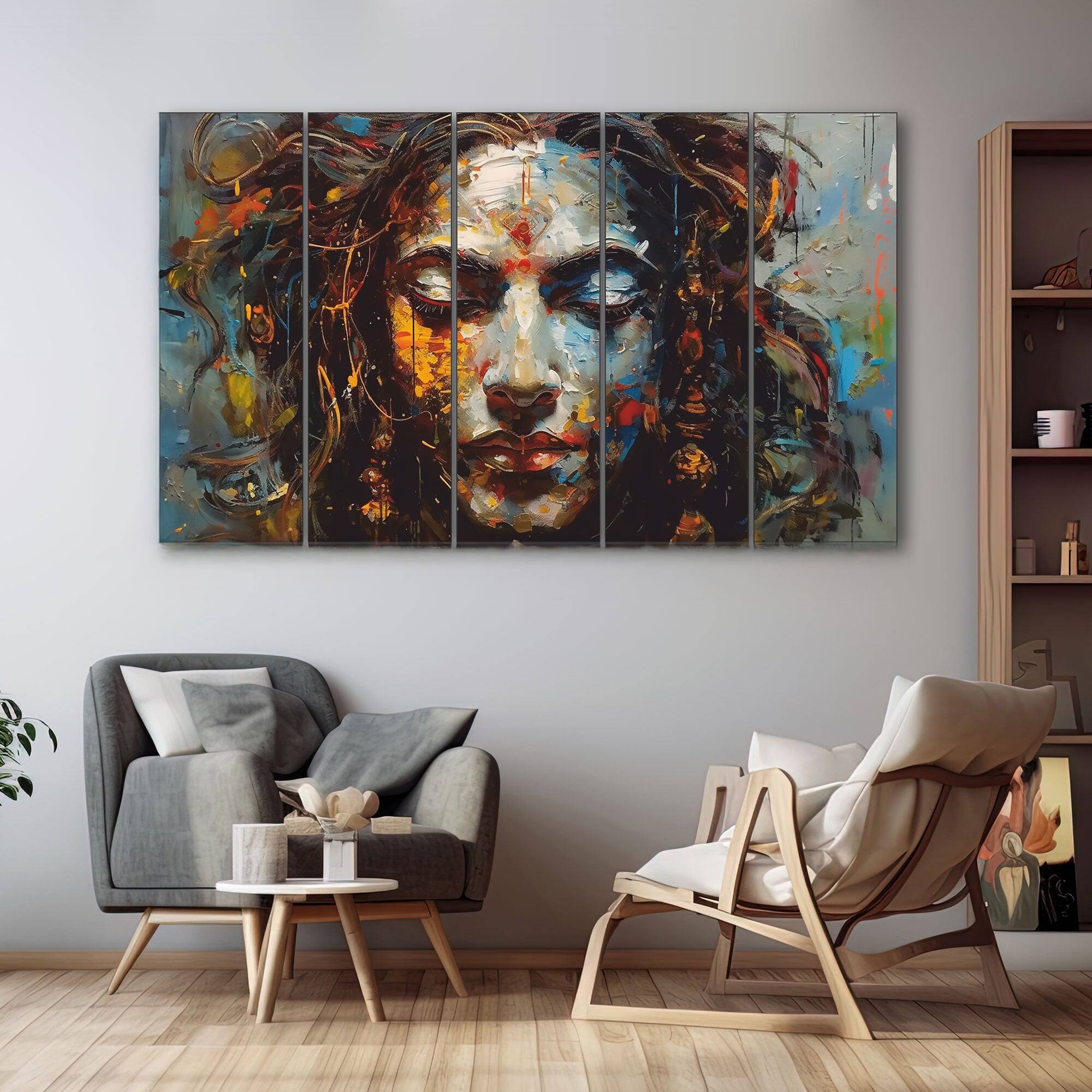 The Castle Decor Woman Face Modern Wall Art Set of 5 27x48 Inch - The Castle Decor