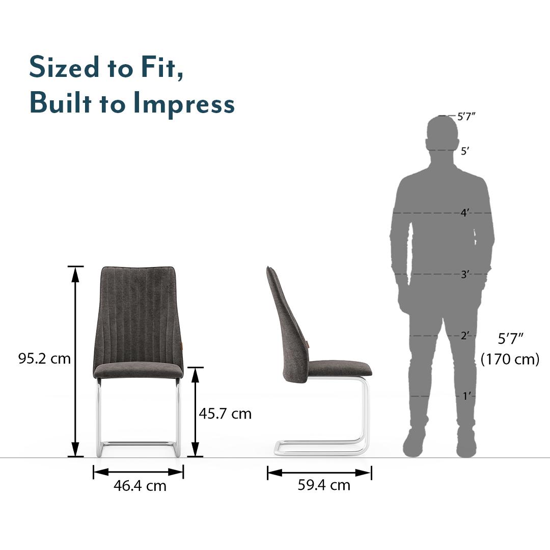Ingrid Fabric Dining Chair Set Of 2 In Grey Colour