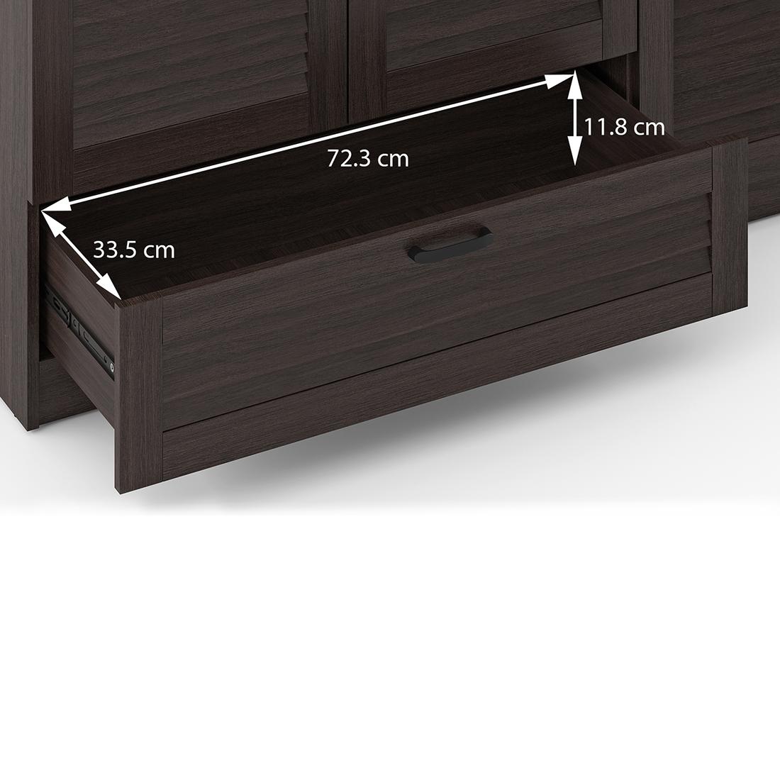 Bennis Engineered Wood 3 Door Wardrobe Without Mirror in Dark Walnut Finish